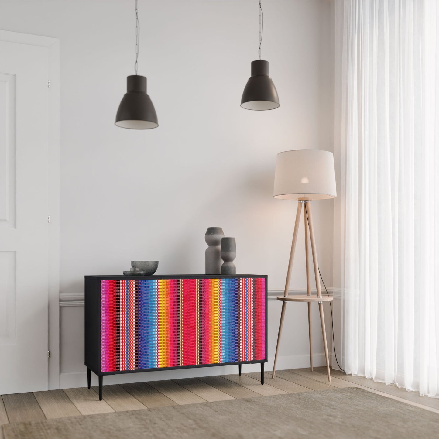 Credenza ETHNIC MEXICAN a 2 ante in finitura nera