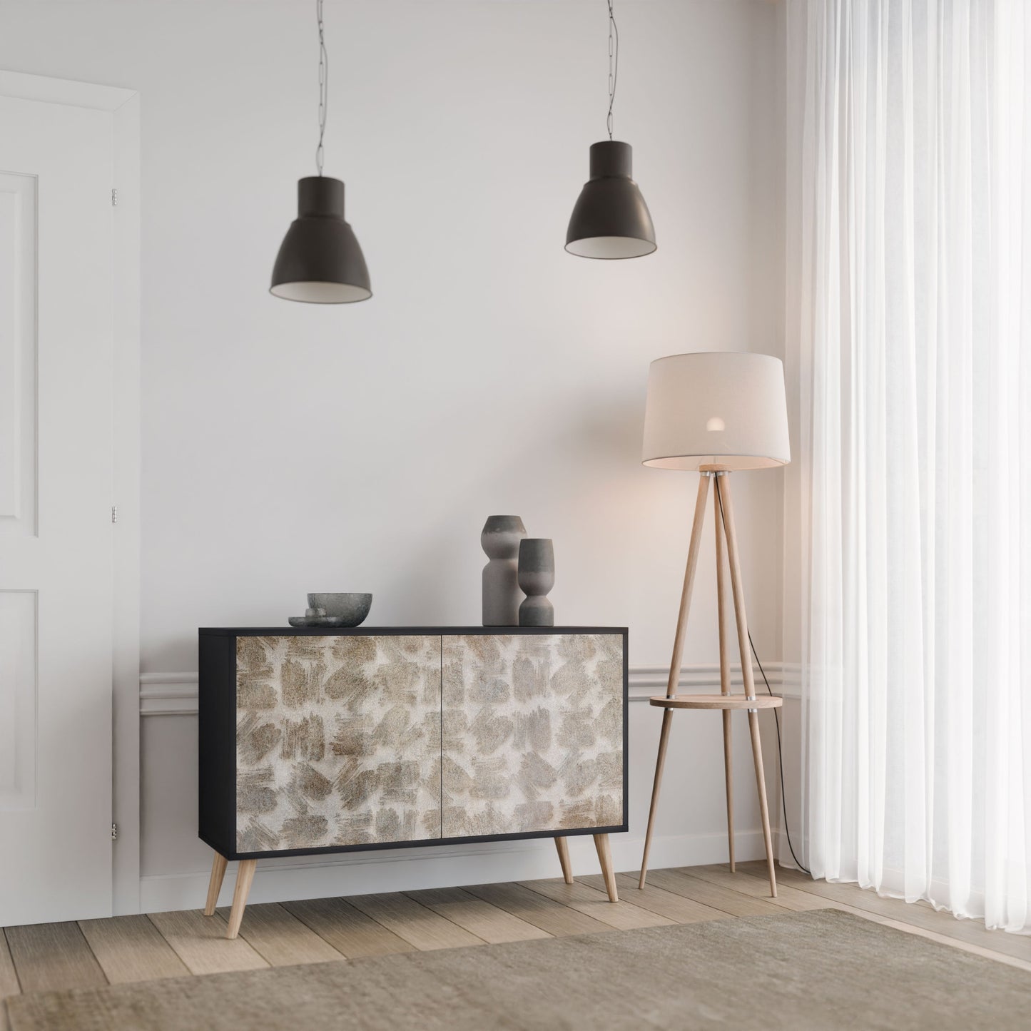 Credenza a 2 ante SLIGHTLY BLURRED in finitura nera