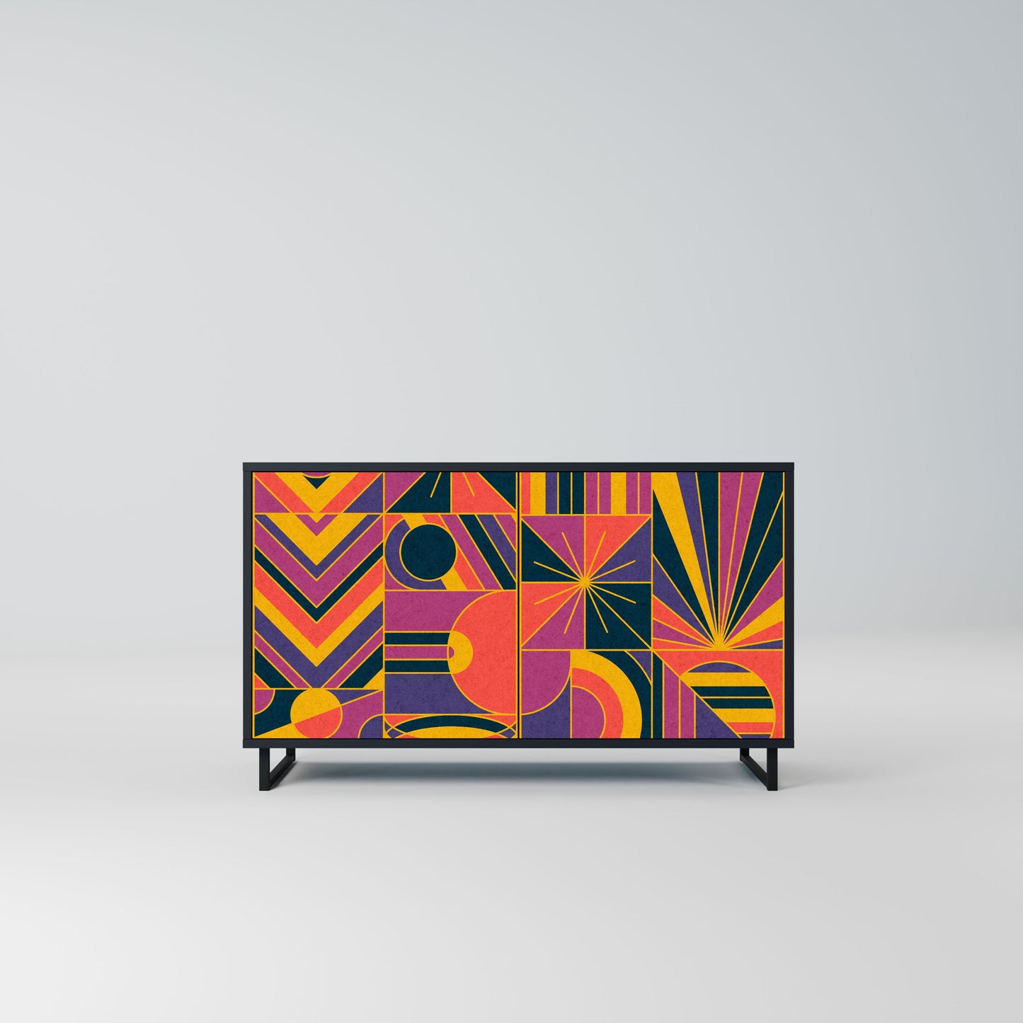 Credenza ELECTRIC PATTERNS a 2 ante in finitura nera
