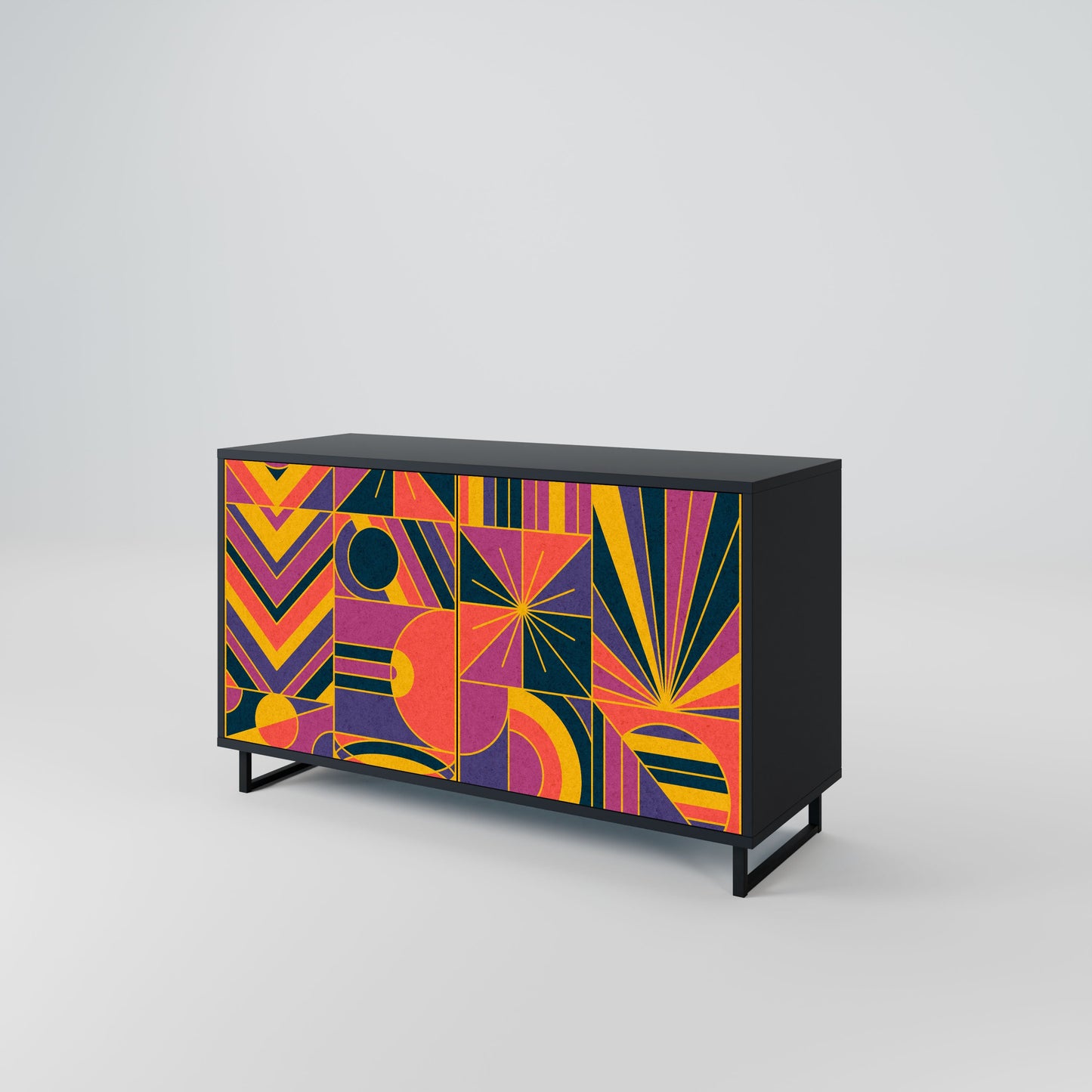 Credenza ELECTRIC PATTERNS a 2 ante in finitura nera