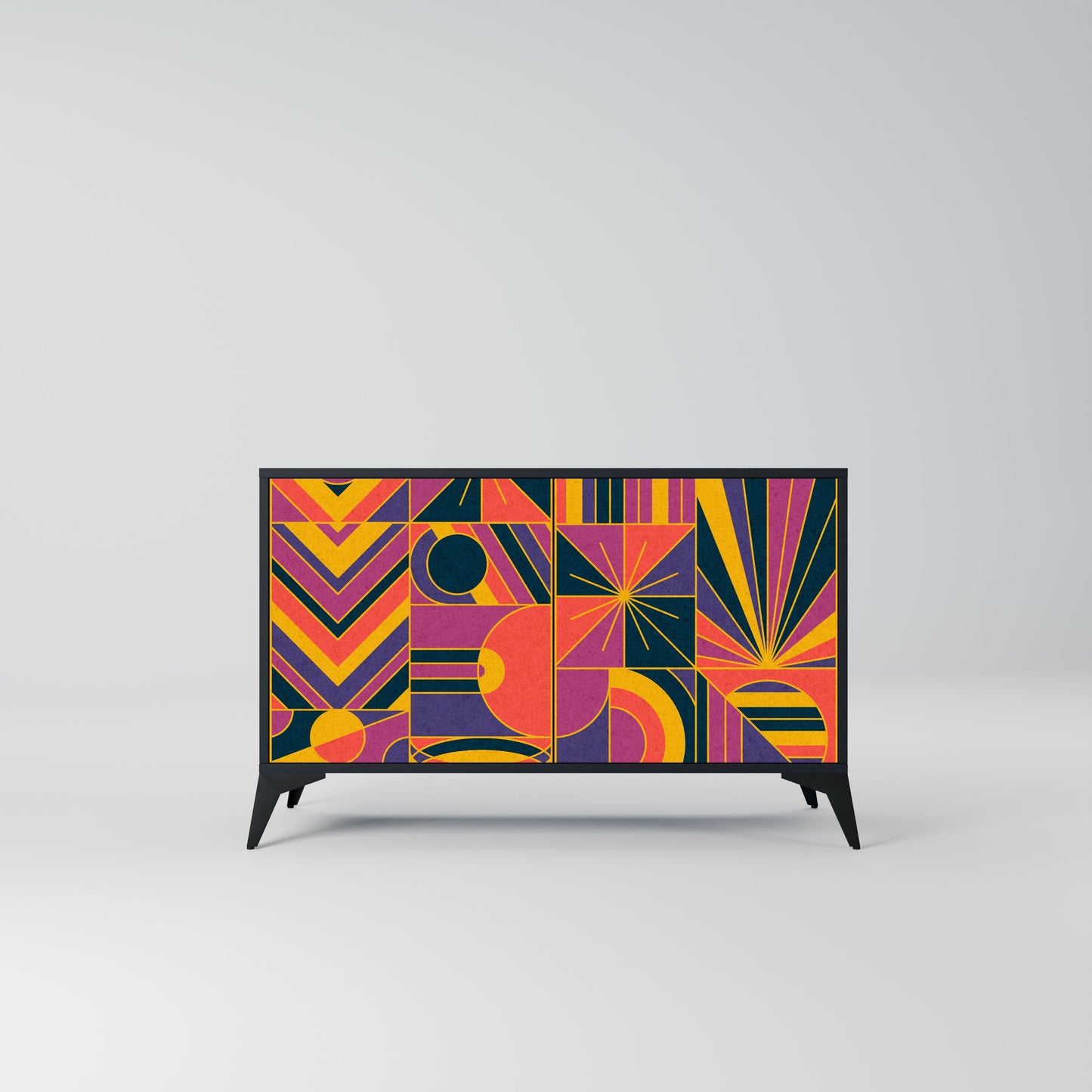 Credenza ELECTRIC PATTERNS a 2 ante in finitura nera