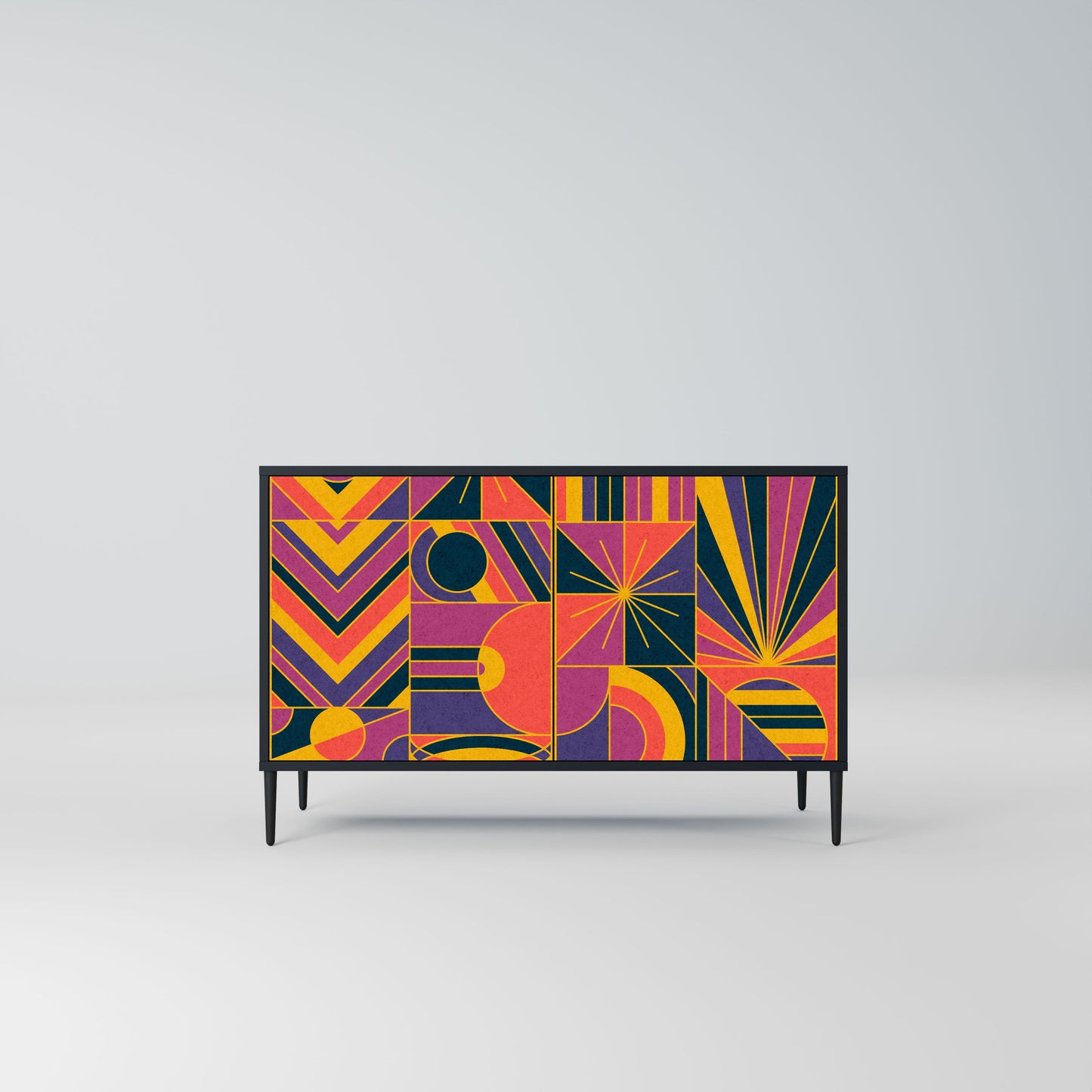 Credenza ELECTRIC PATTERNS a 2 ante in finitura nera