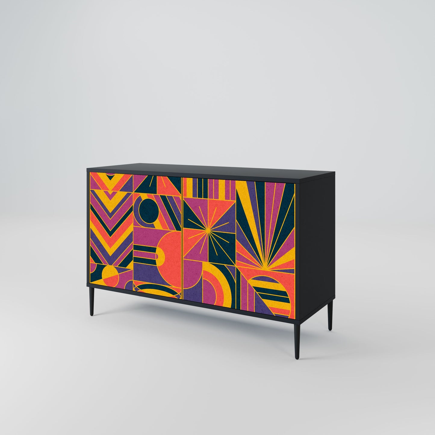 Credenza ELECTRIC PATTERNS a 2 ante in finitura nera
