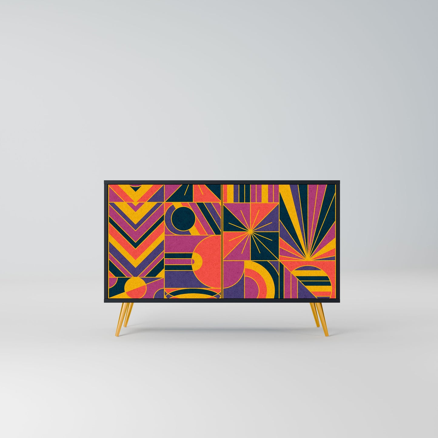 Credenza ELECTRIC PATTERNS a 2 ante in finitura nera