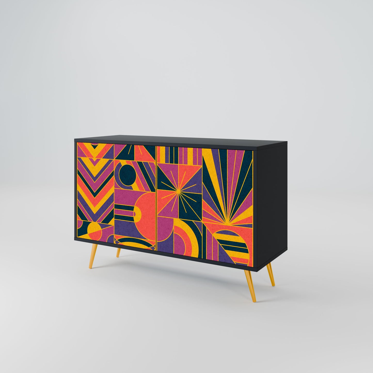 Credenza ELECTRIC PATTERNS a 2 ante in finitura nera
