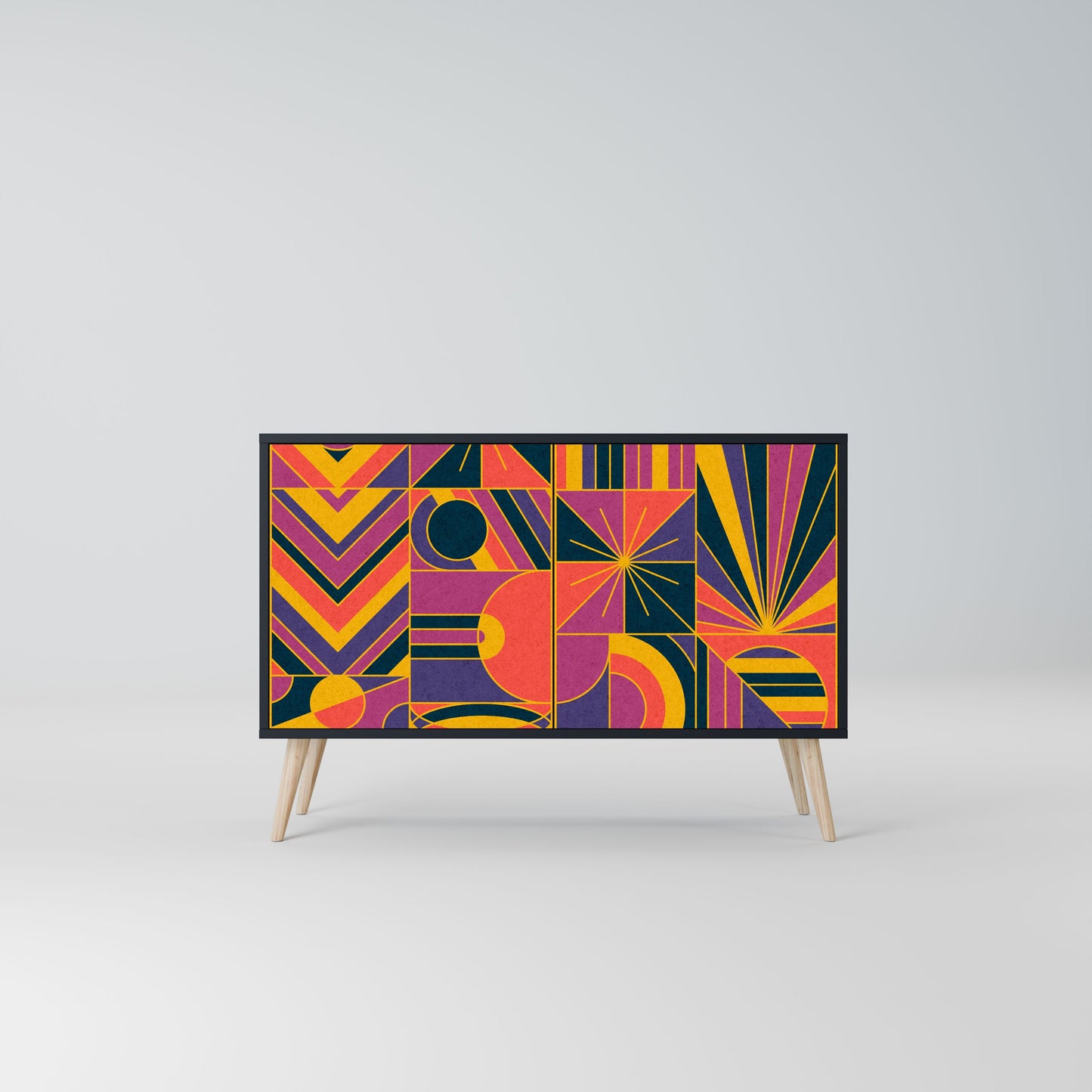 Credenza ELECTRIC PATTERNS a 2 ante in finitura nera