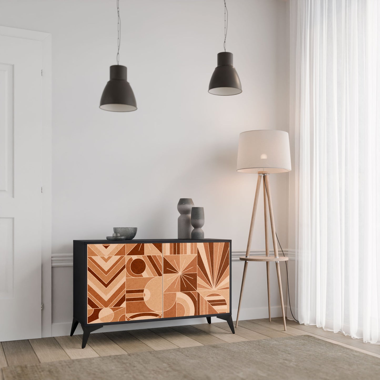Credenza PRISM MOSAIC a 2 ante in finitura nera