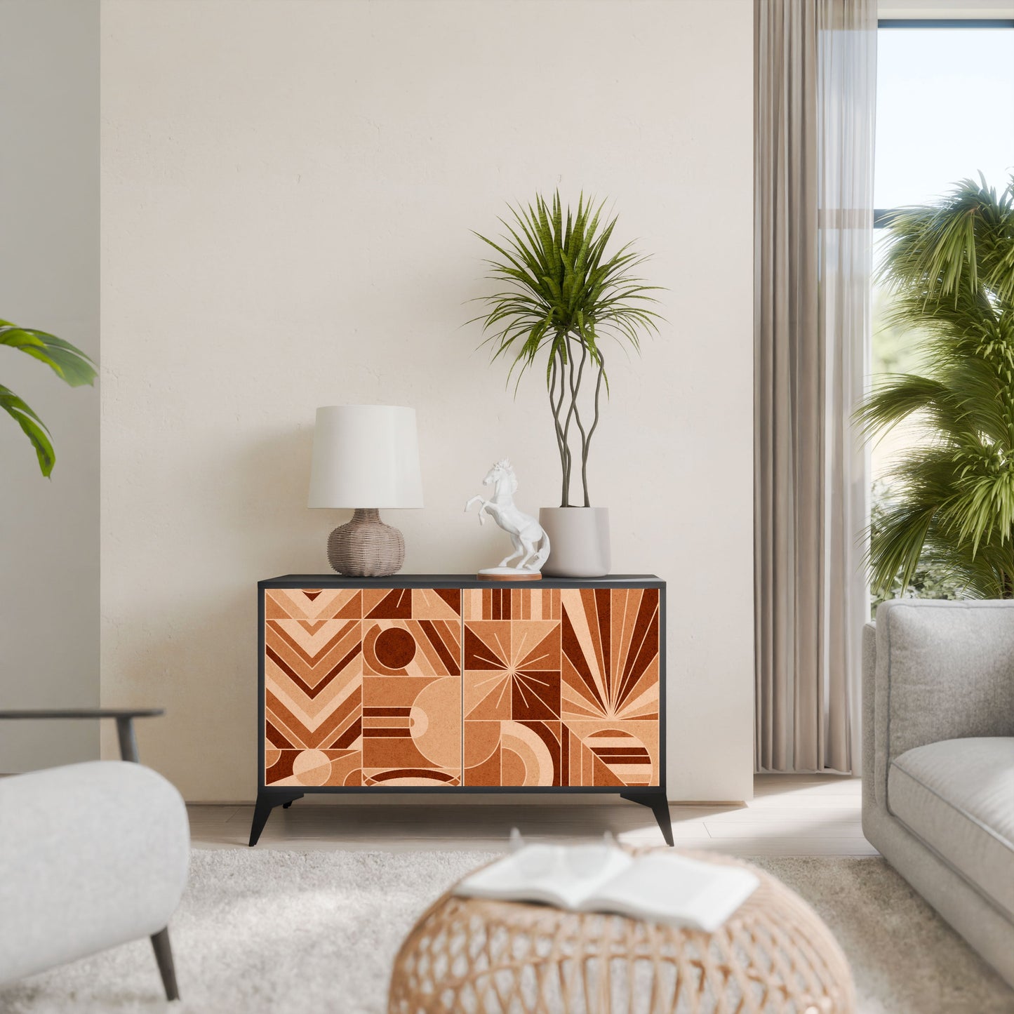 Credenza PRISM MOSAIC a 2 ante in finitura nera