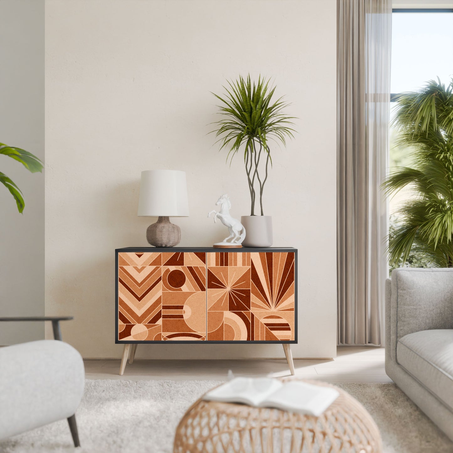 Credenza PRISM MOSAIC a 2 ante in finitura nera