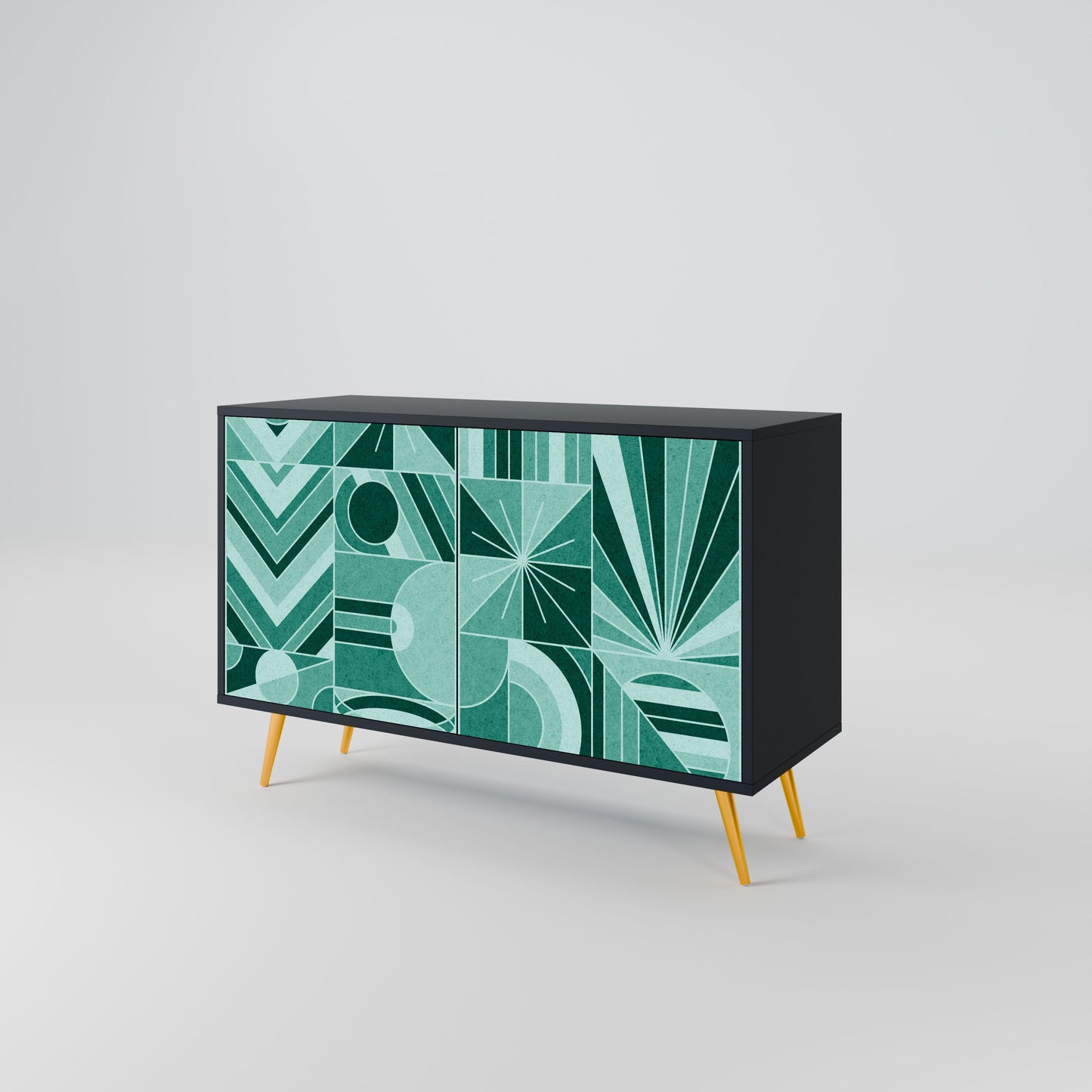 Credenza a 2 ante HARMONIC GRID in finitura nera