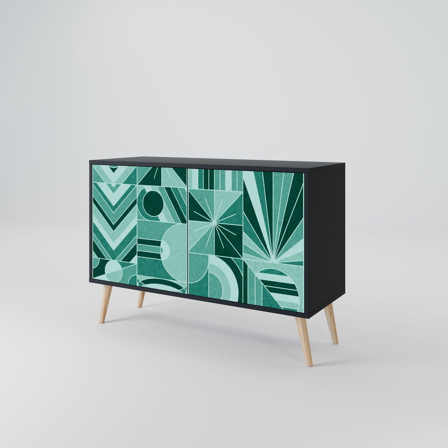 Credenza a 2 ante HARMONIC GRID in finitura nera