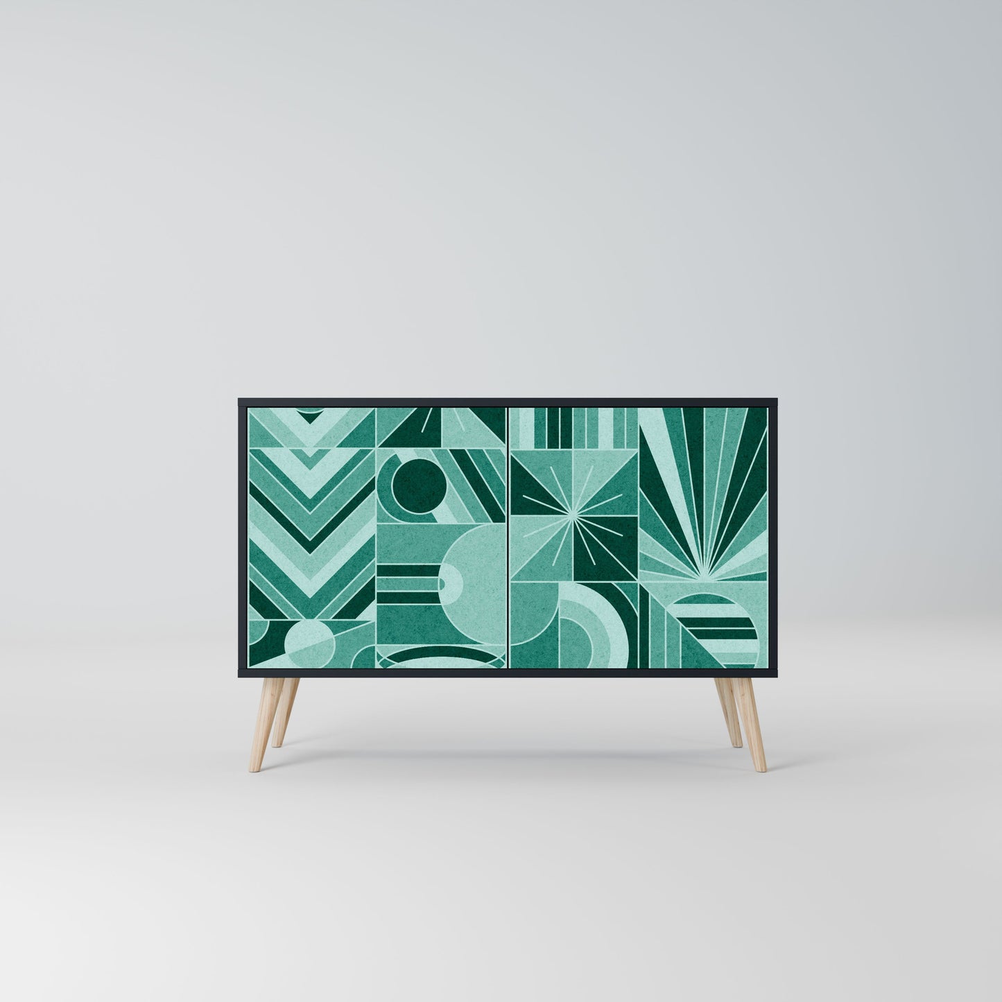 Credenza a 2 ante HARMONIC GRID in finitura nera