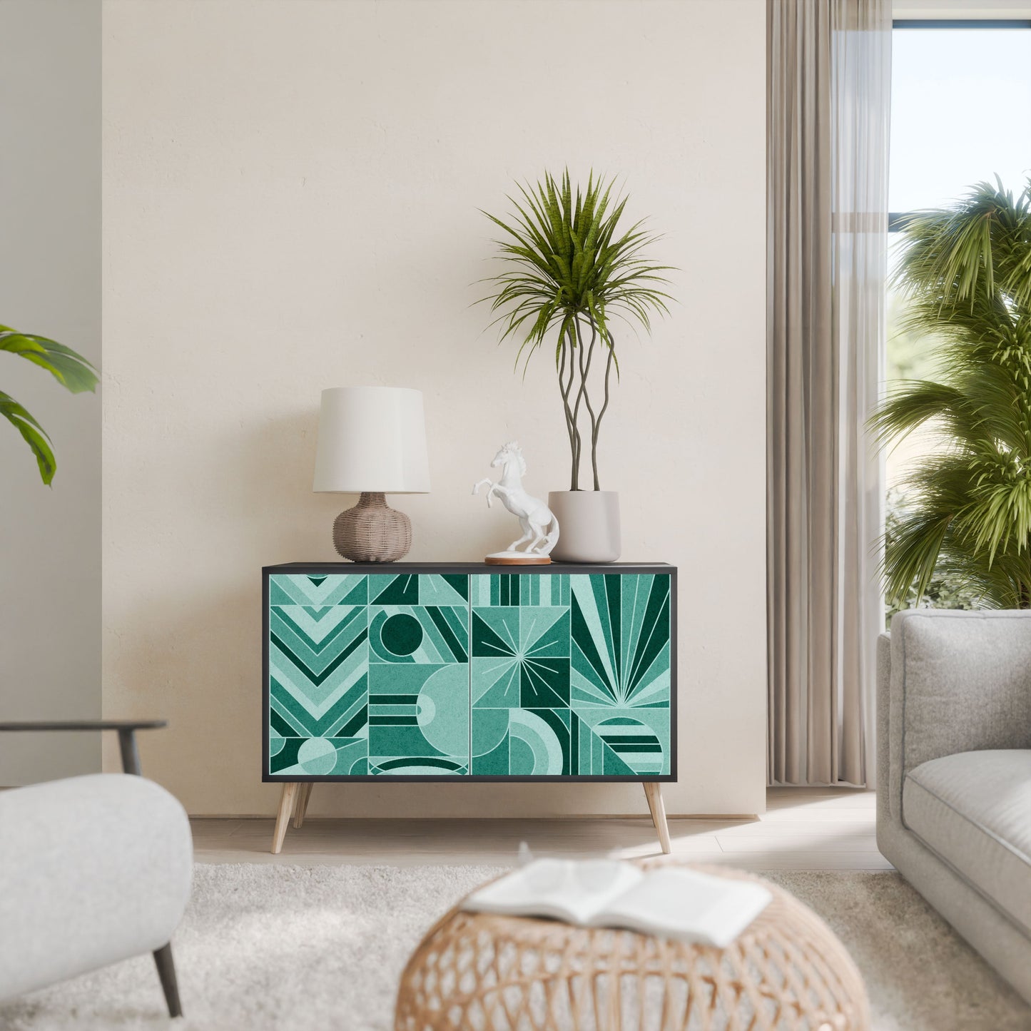 Credenza a 2 ante HARMONIC GRID in finitura nera