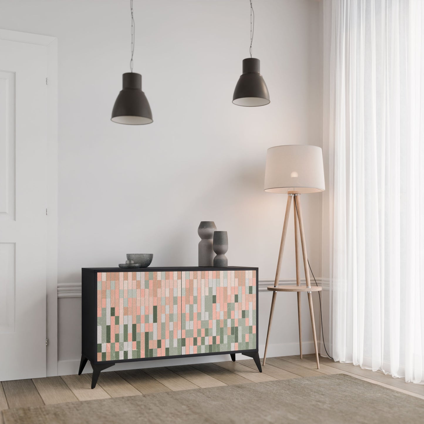 BUILDING THE FUTURE Credenza a 2 ante in finitura nera