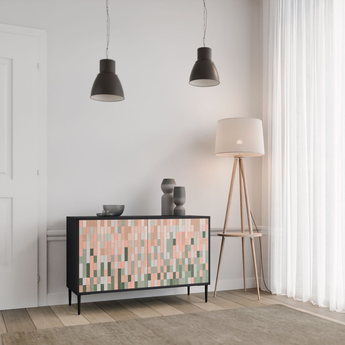 BUILDING THE FUTURE Credenza a 2 ante in finitura nera