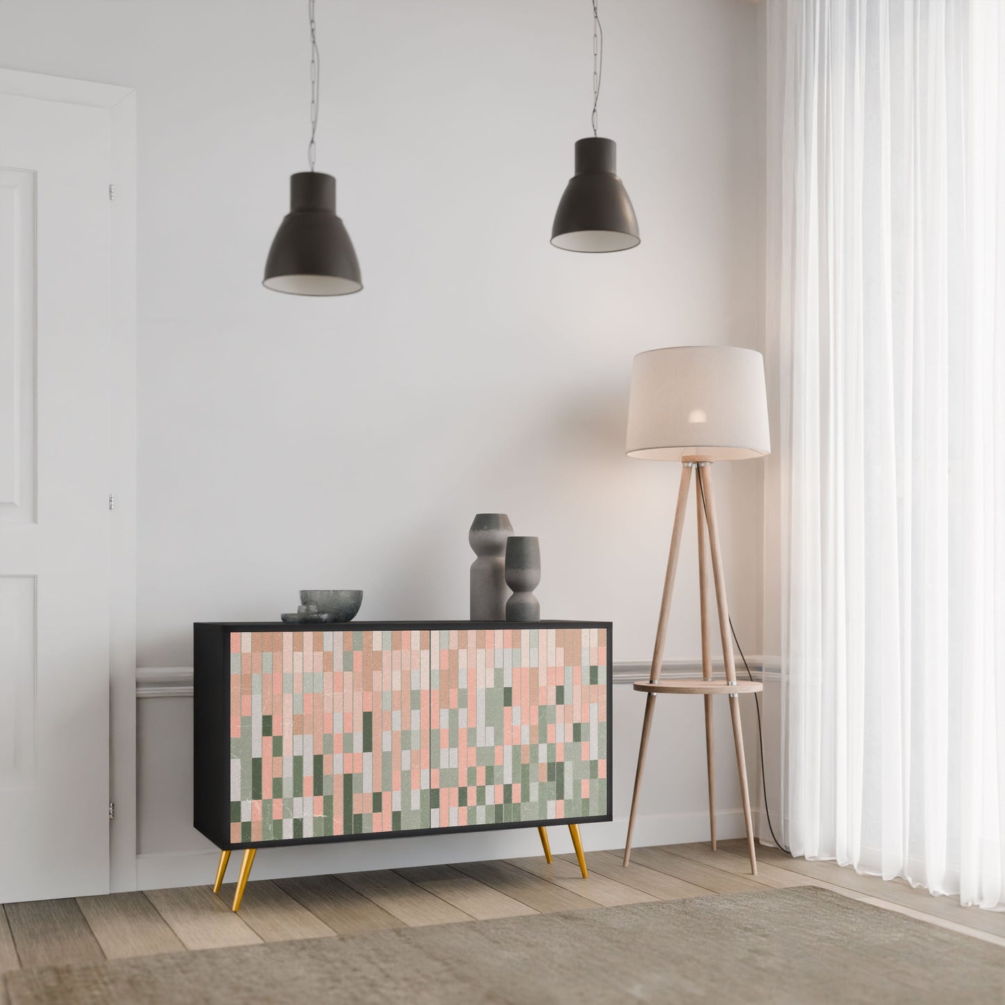 BUILDING THE FUTURE Credenza a 2 ante in finitura nera