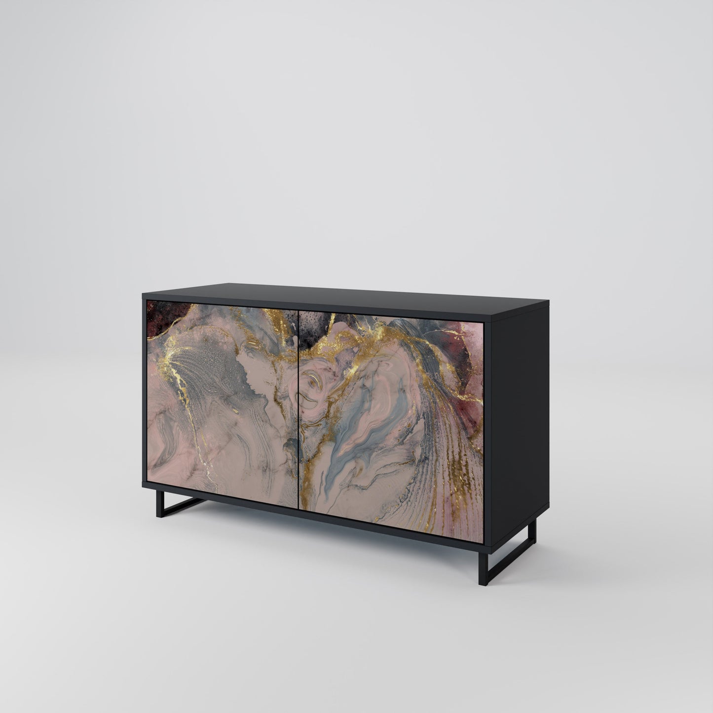 Credenza a 2 ante GILDED SWIRLS in finitura nera