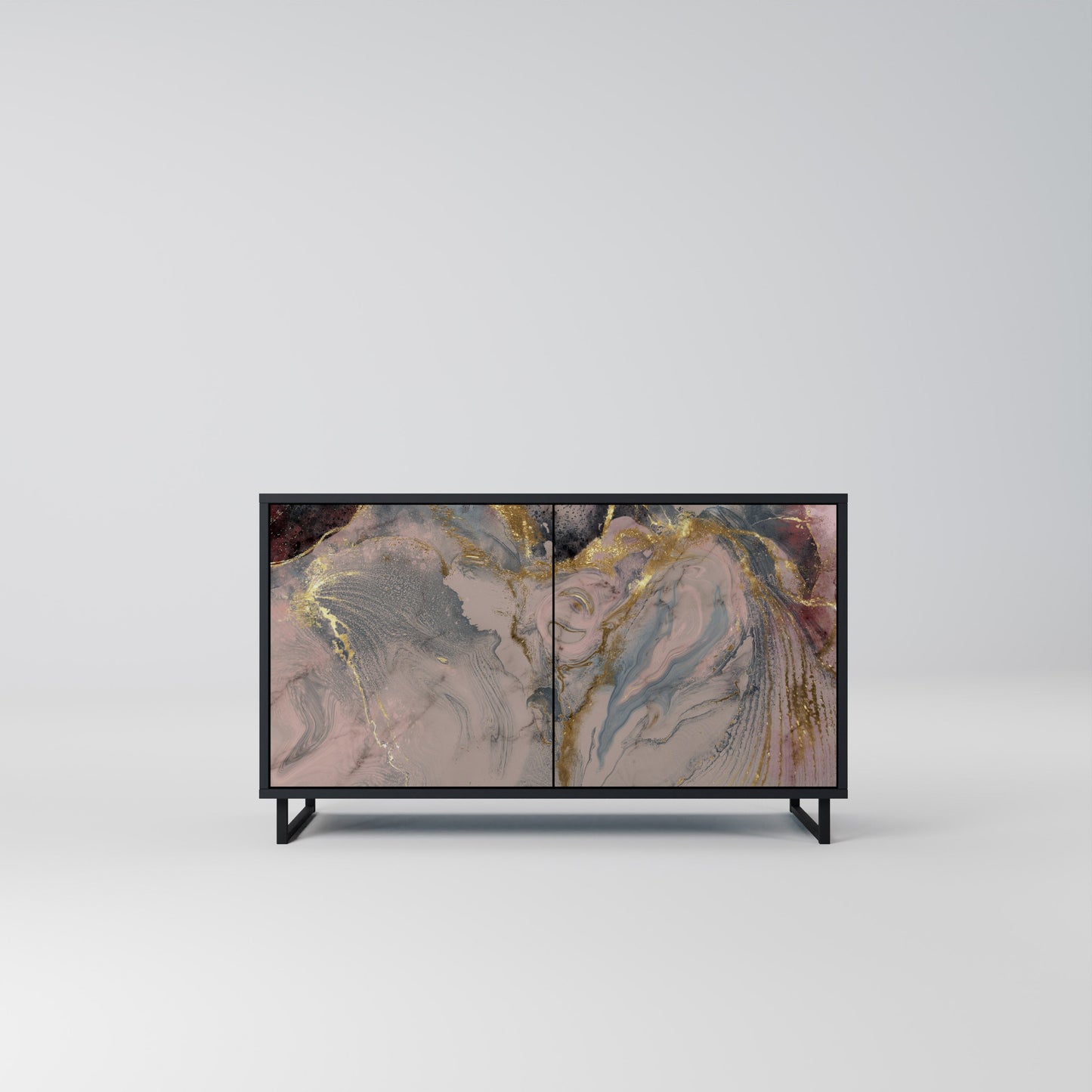 Credenza a 2 ante GILDED SWIRLS in finitura nera