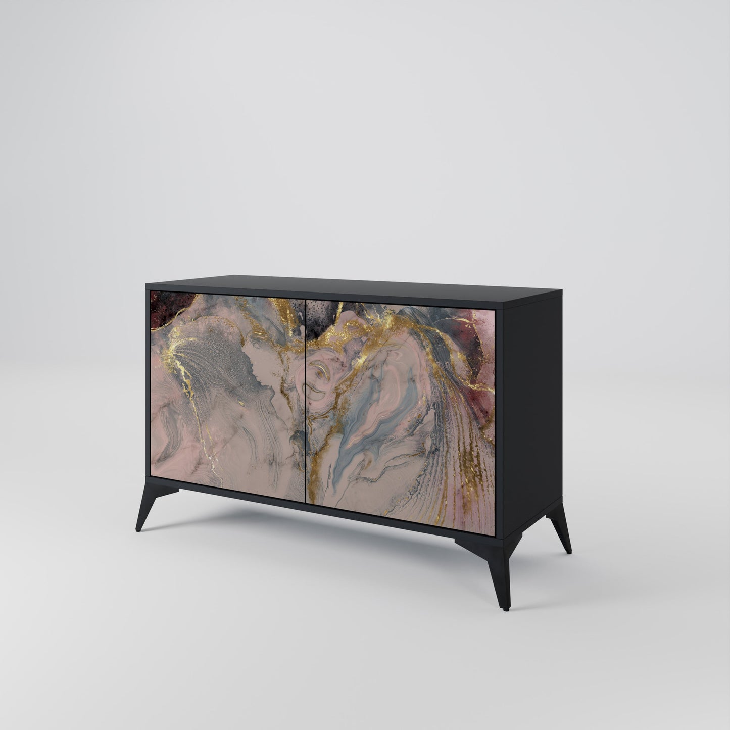 Credenza a 2 ante GILDED SWIRLS in finitura nera