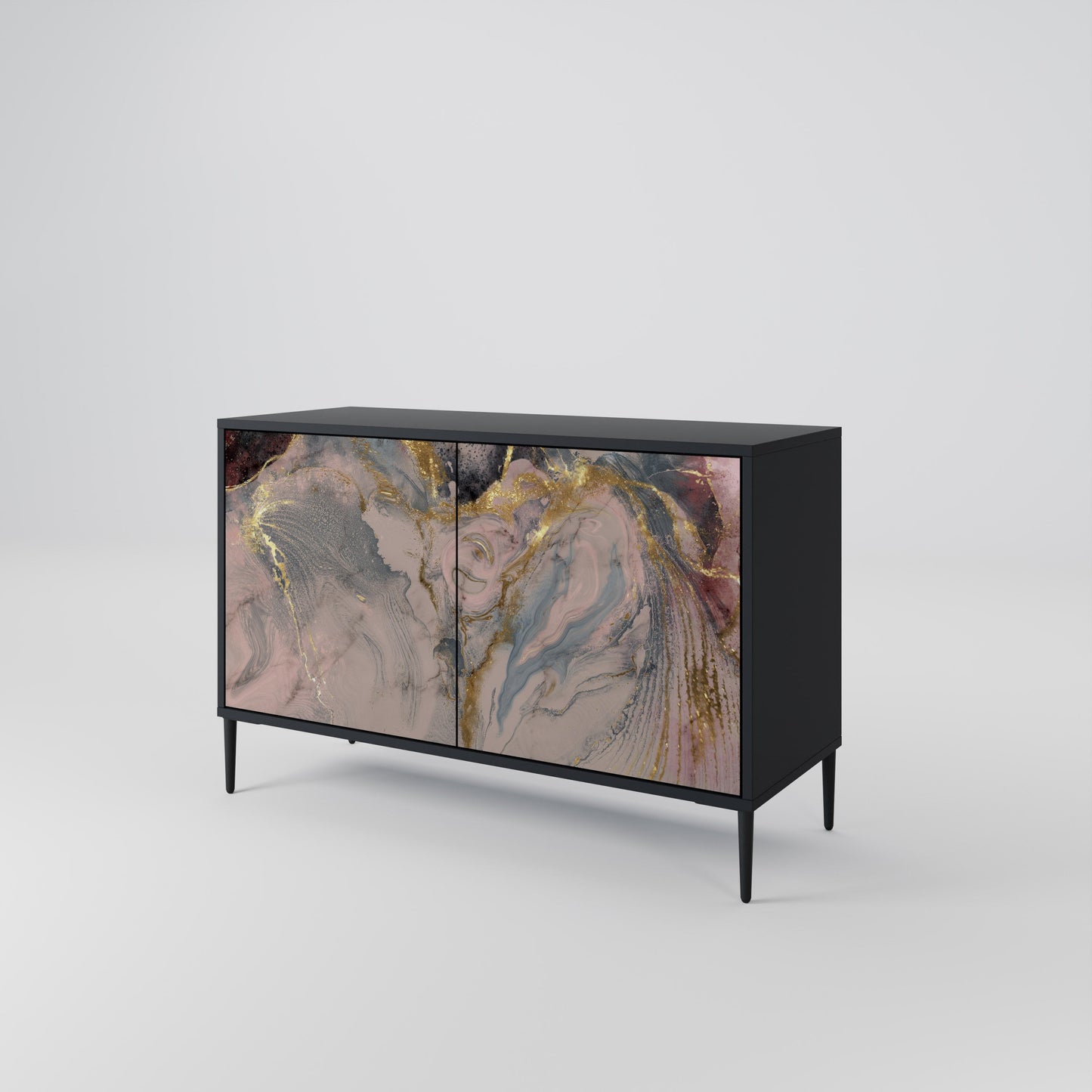 Credenza a 2 ante GILDED SWIRLS in finitura nera