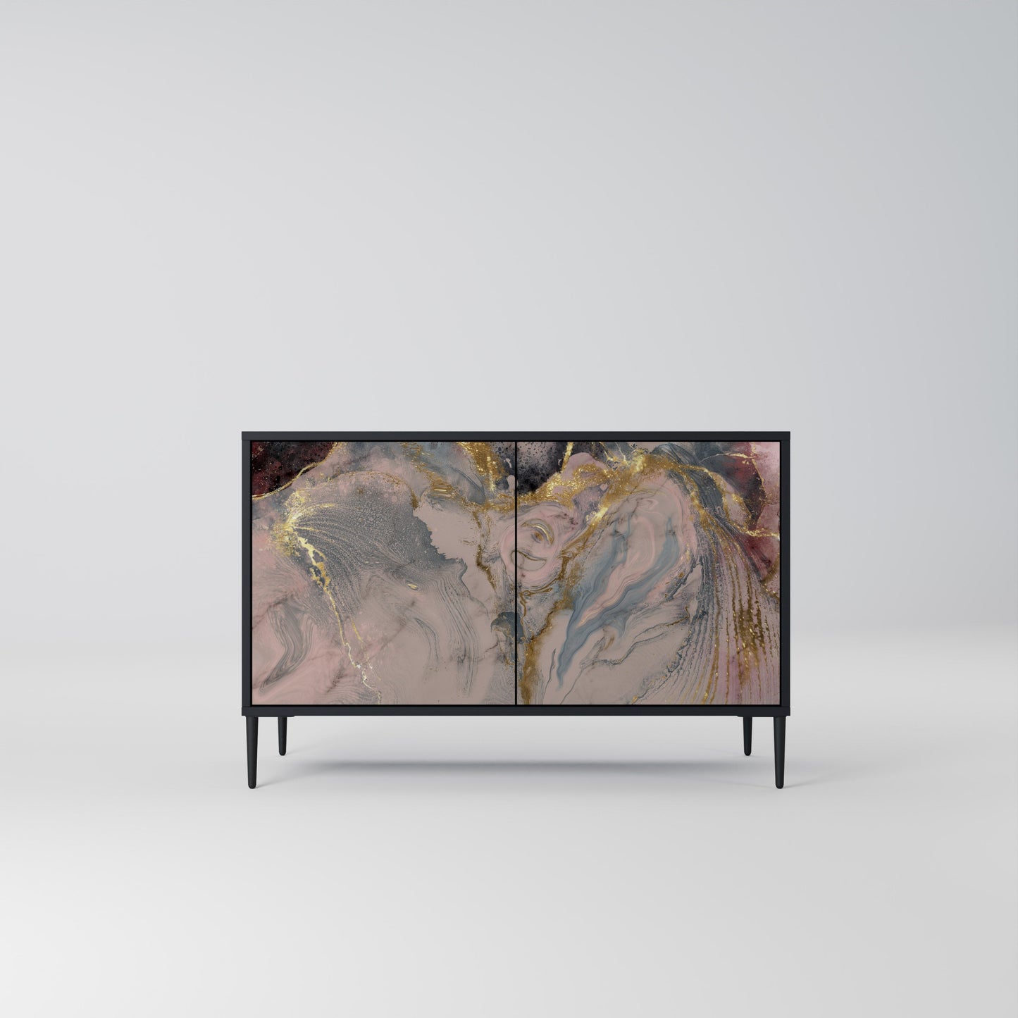 Credenza a 2 ante GILDED SWIRLS in finitura nera