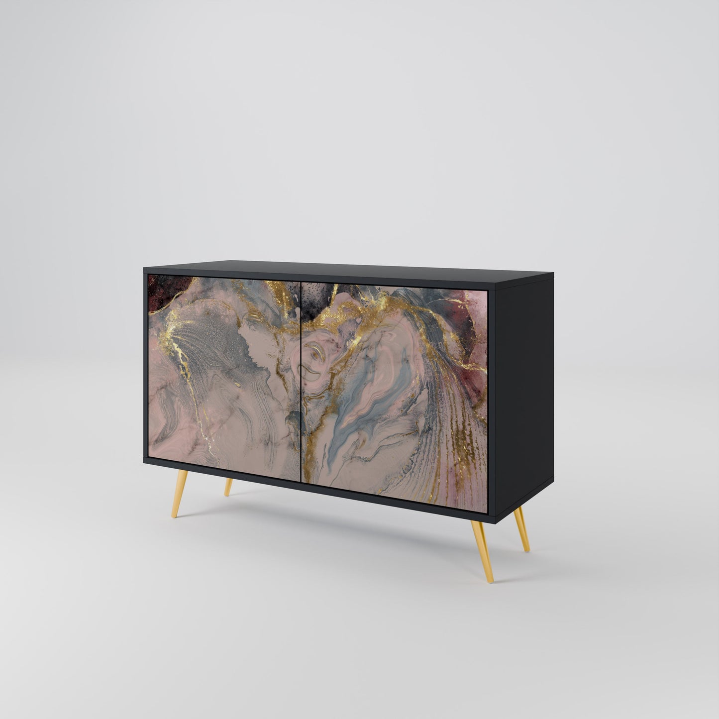 Credenza a 2 ante GILDED SWIRLS in finitura nera