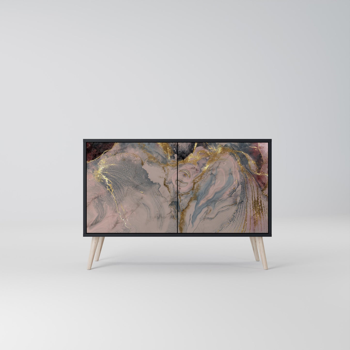 Credenza a 2 ante GILDED SWIRLS in finitura nera