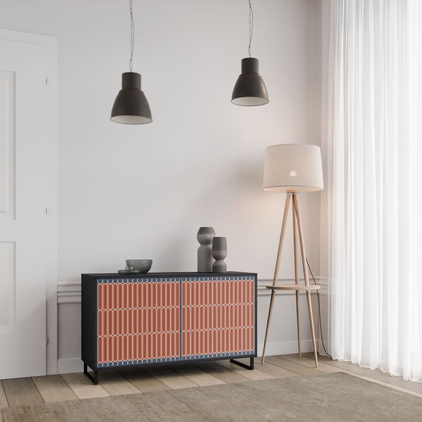 Credenza a 2 ante HYPNOTIC GATE in finitura nera