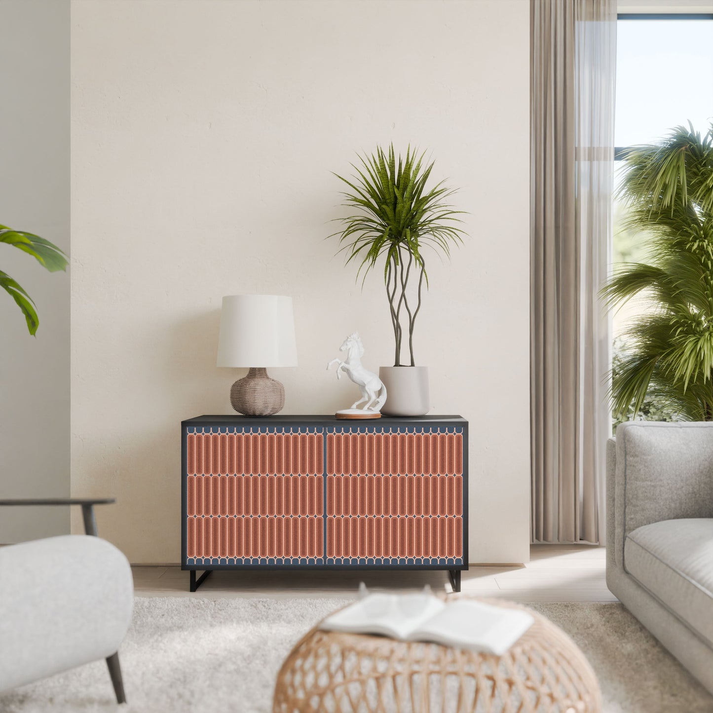 Credenza a 2 ante HYPNOTIC GATE in finitura nera