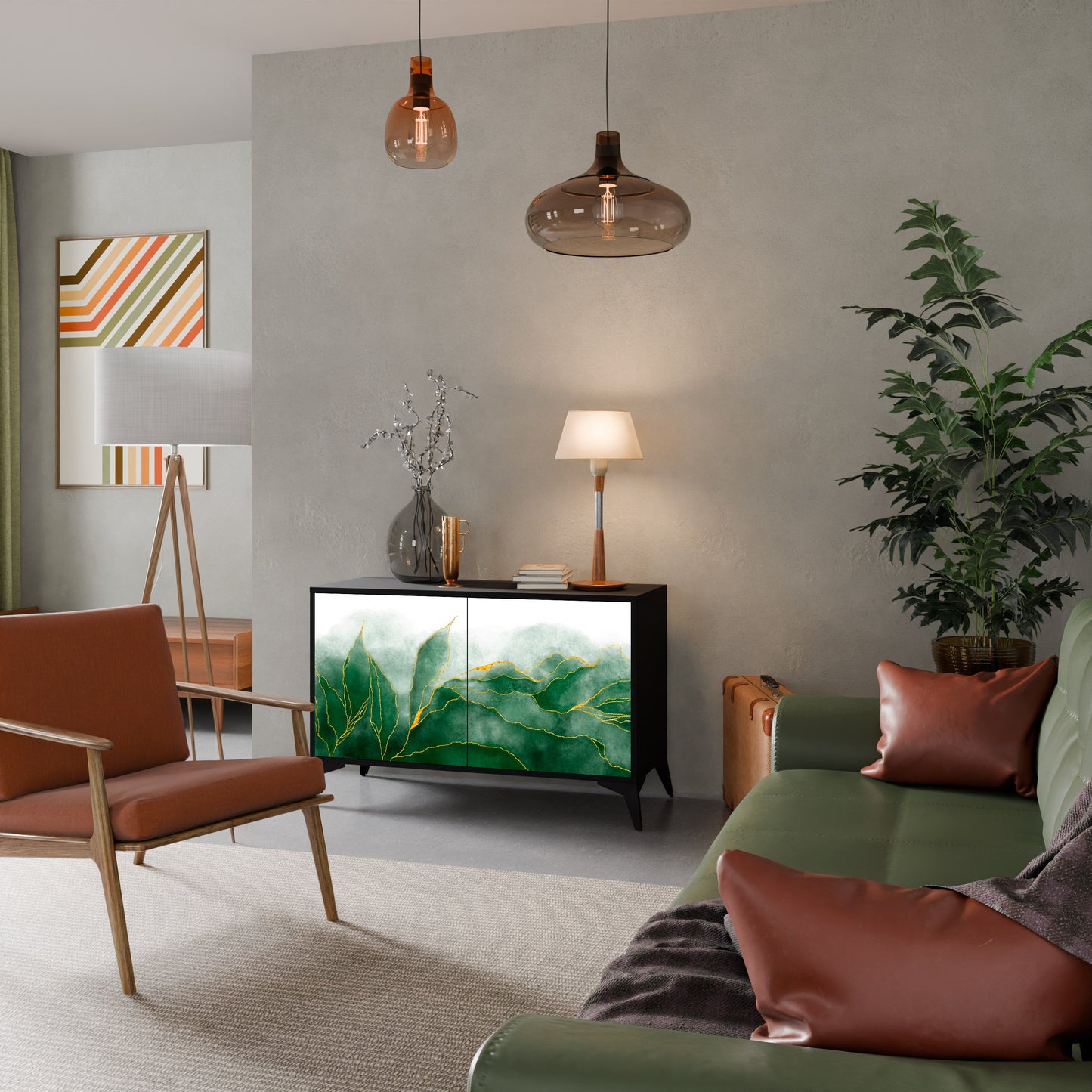 Credenza EXPENSIVE NATURE a 2 ante in finitura nera