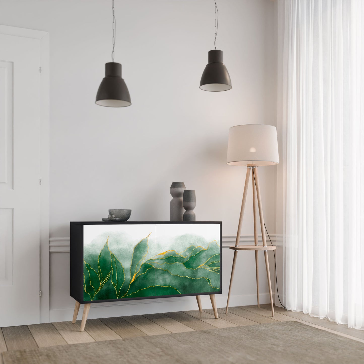 Credenza EXPENSIVE NATURE a 2 ante in finitura nera