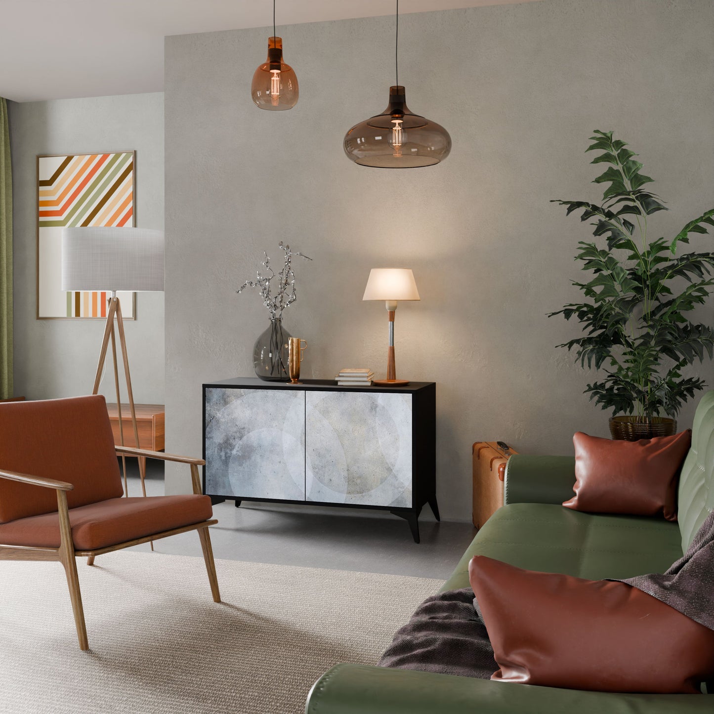 Credenza MUTED ARC a 2 ante con finitura nera