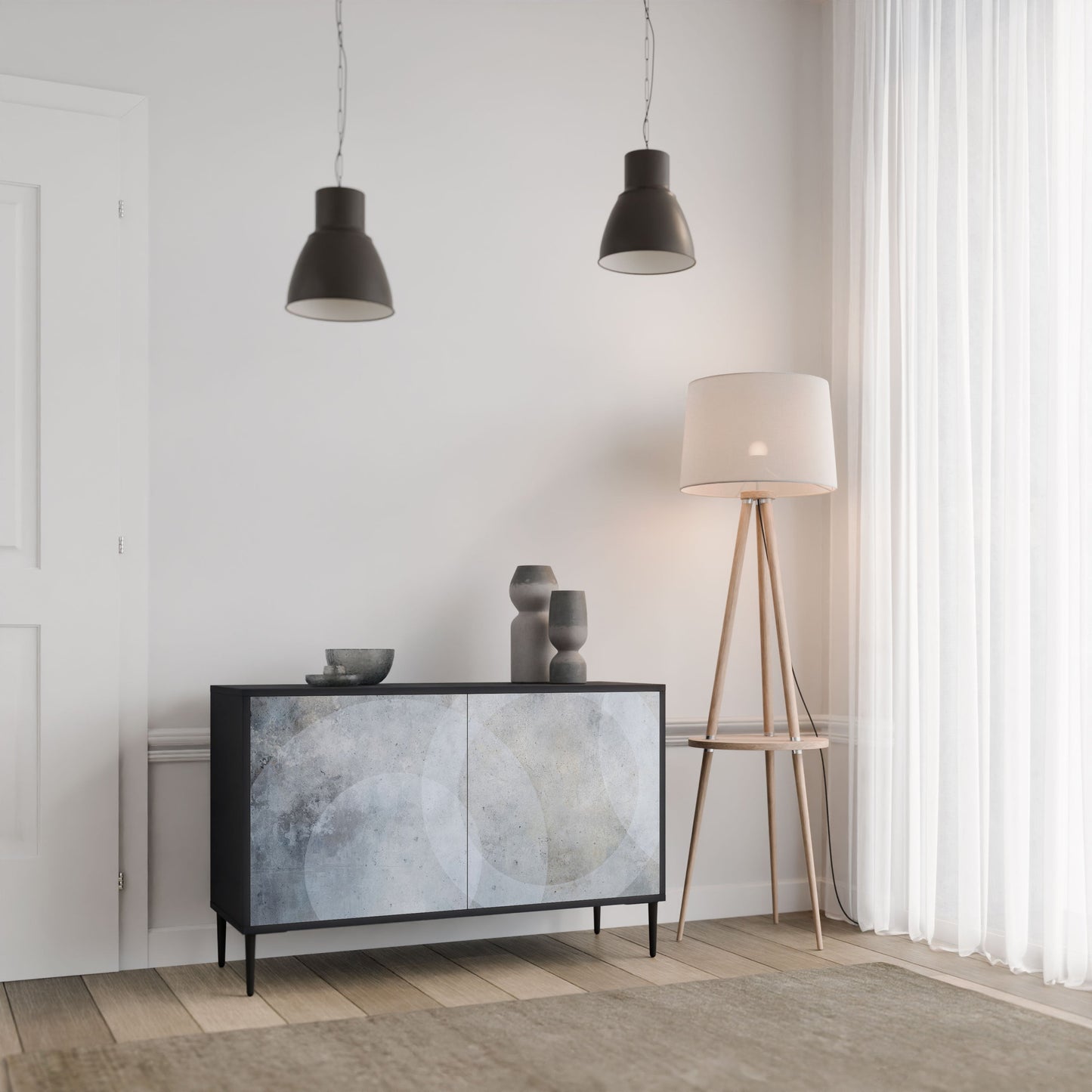 Credenza MUTED ARC a 2 ante con finitura nera