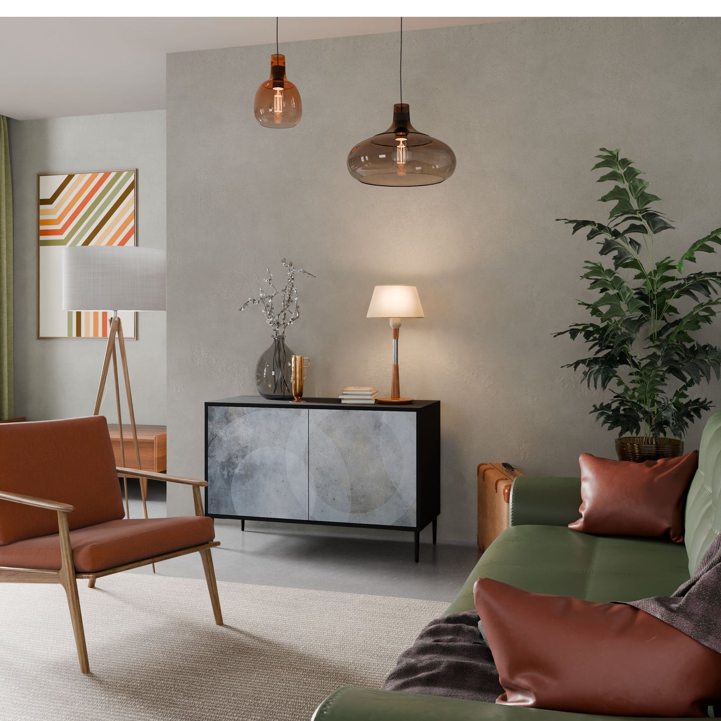 Credenza MUTED ARC a 2 ante con finitura nera