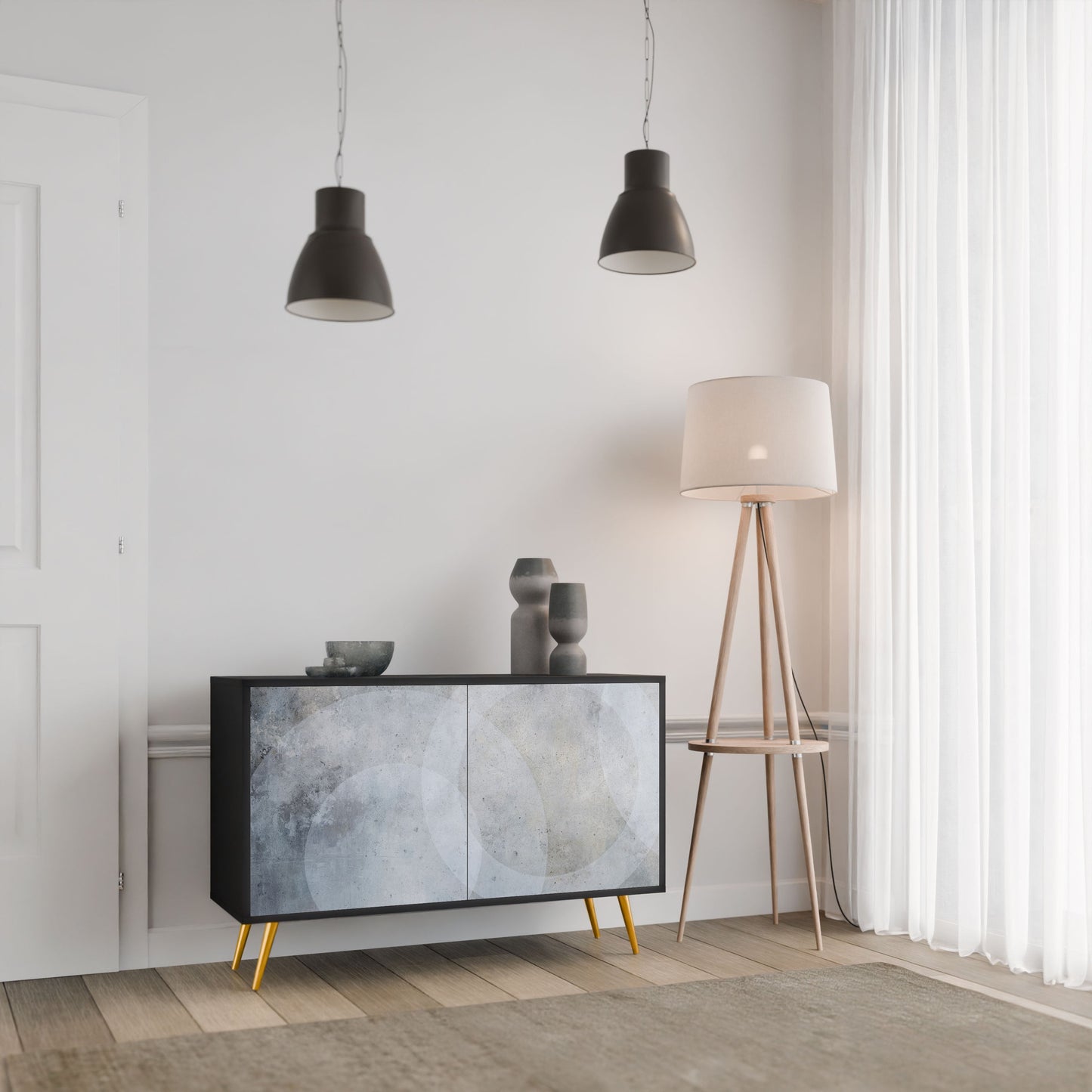 Credenza MUTED ARC a 2 ante con finitura nera