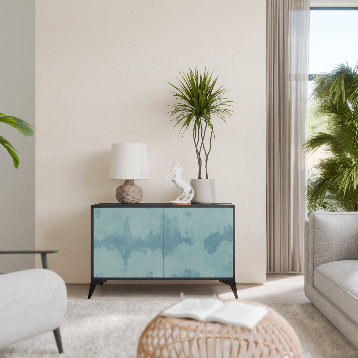 Credenza a 2 ante SKY WASH in finitura nera
