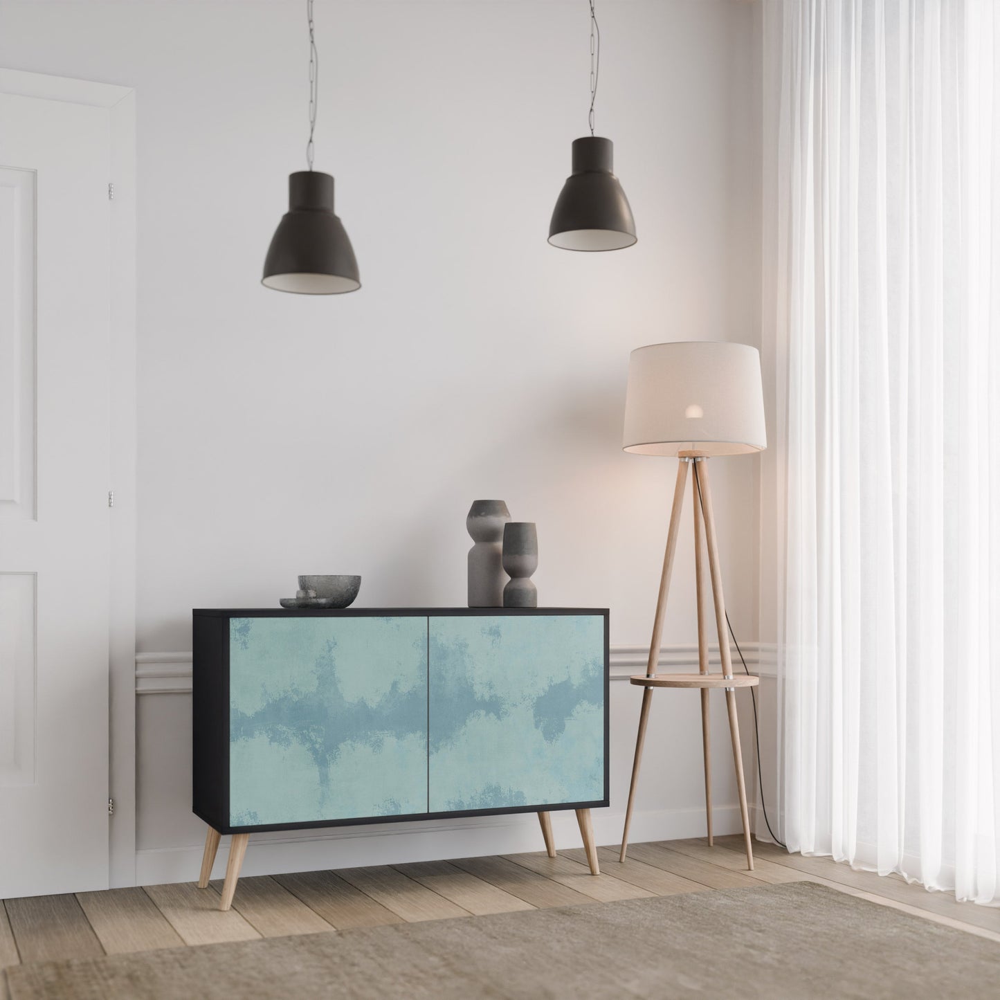 Credenza a 2 ante SKY WASH in finitura nera