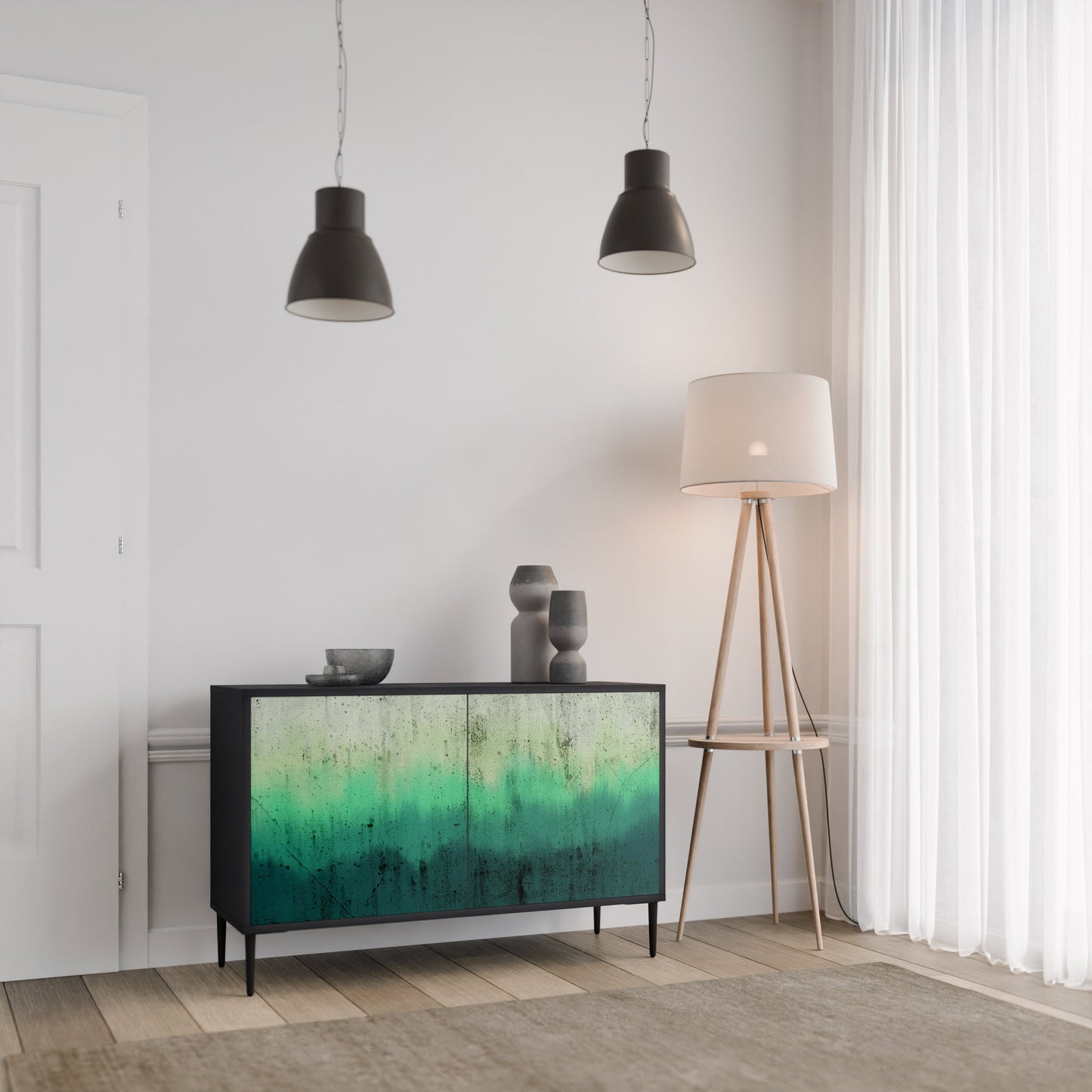 Credenza a 2 ante NORTHERN LIGHTS in finitura nera