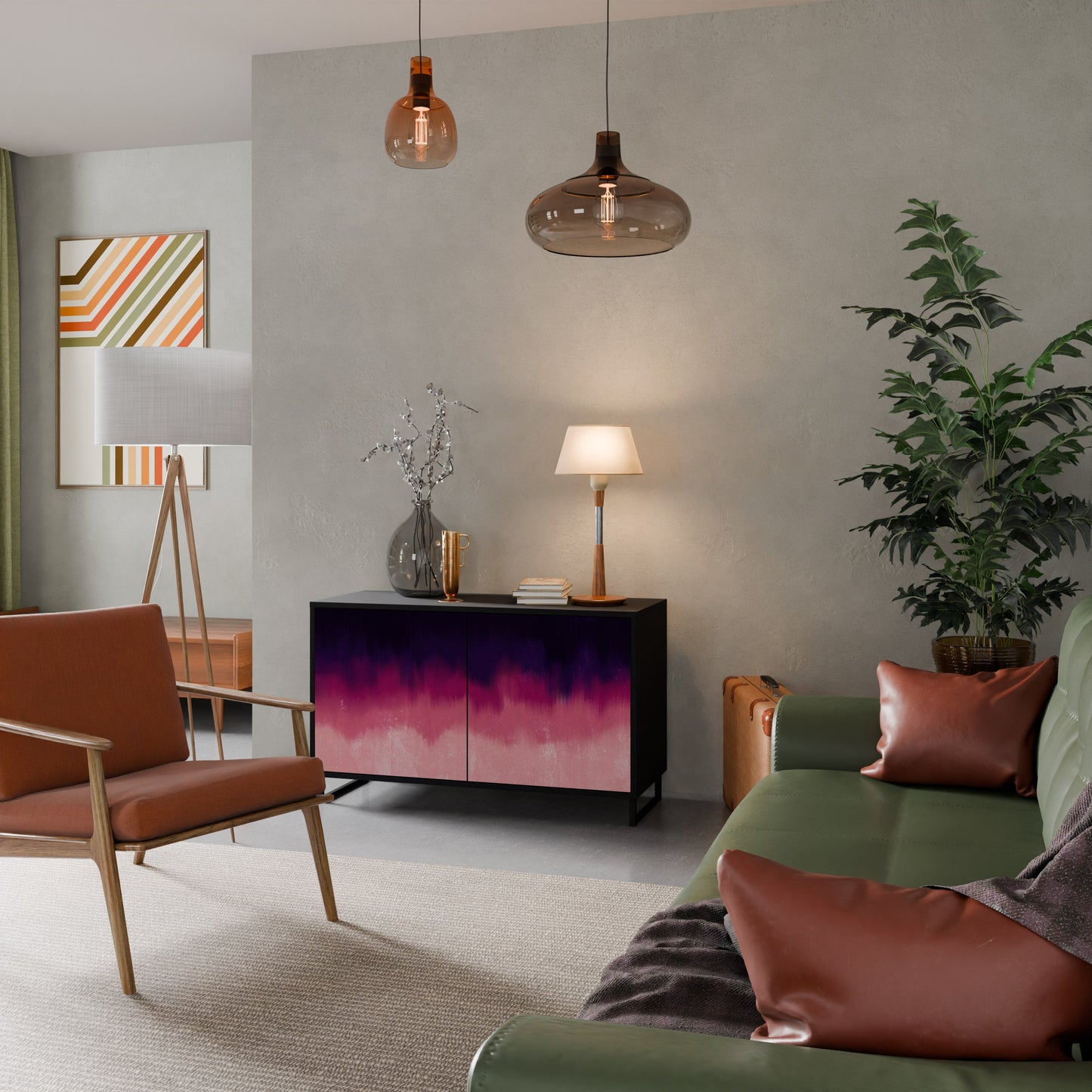 Credenza AURORA BOREALIS a 2 ante in finitura nera