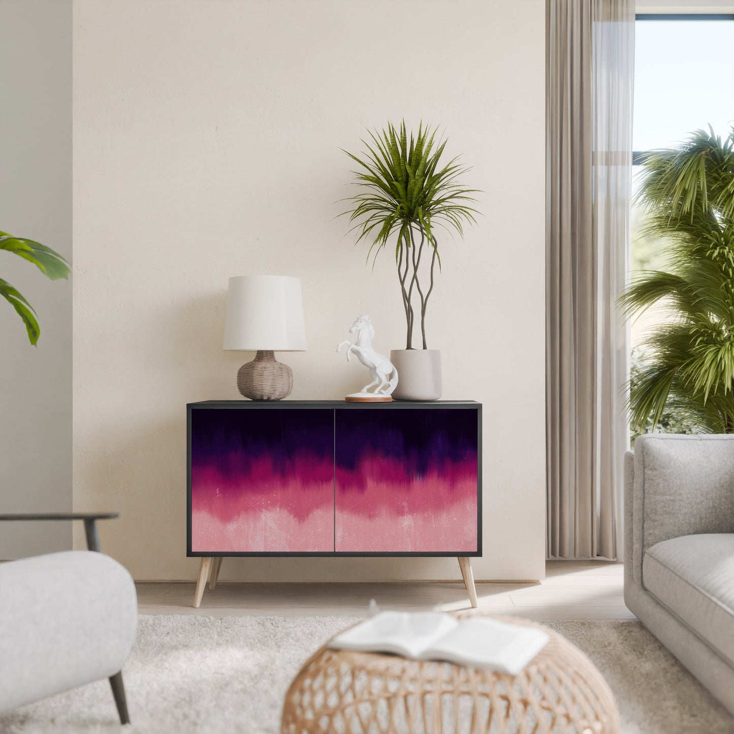 Credenza AURORA BOREALIS a 2 ante in finitura nera