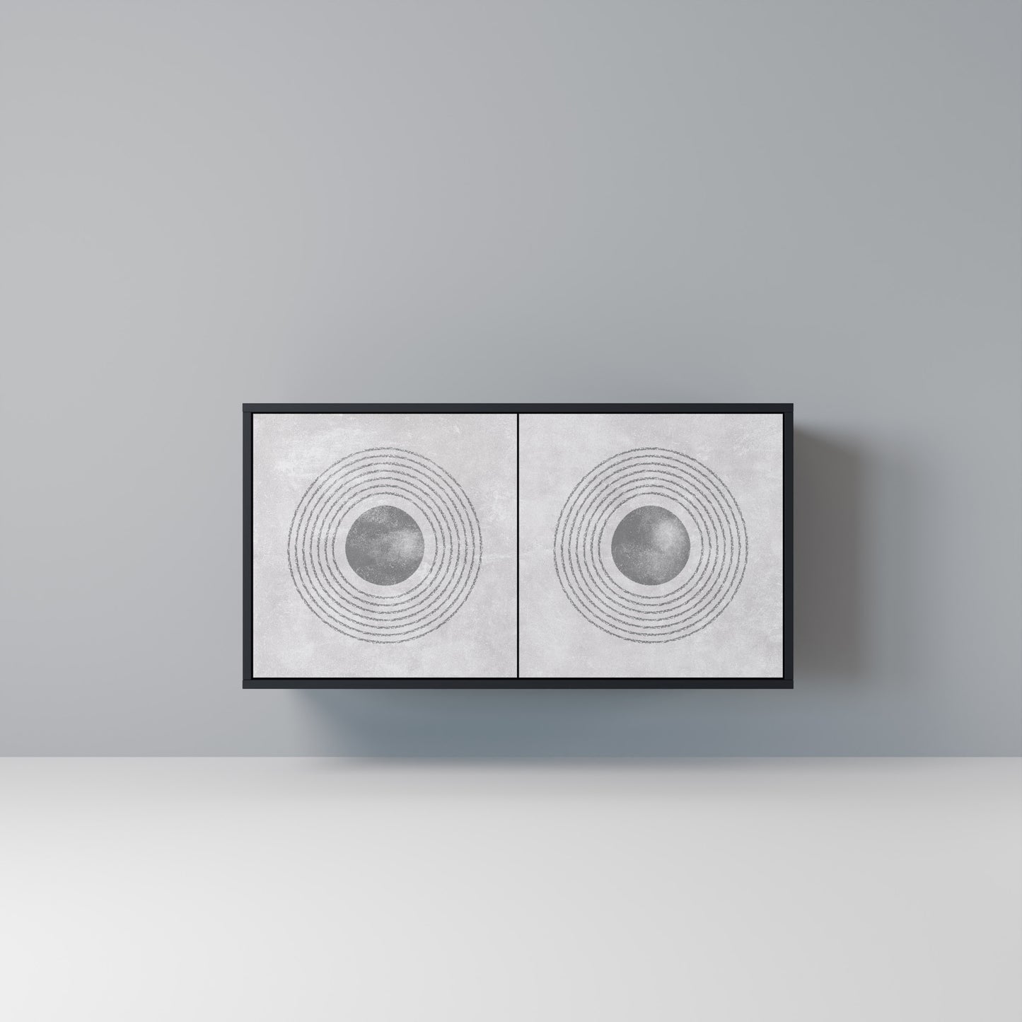 SOLID CIRCLES Madia a 2 Ante in Finitura Nera
