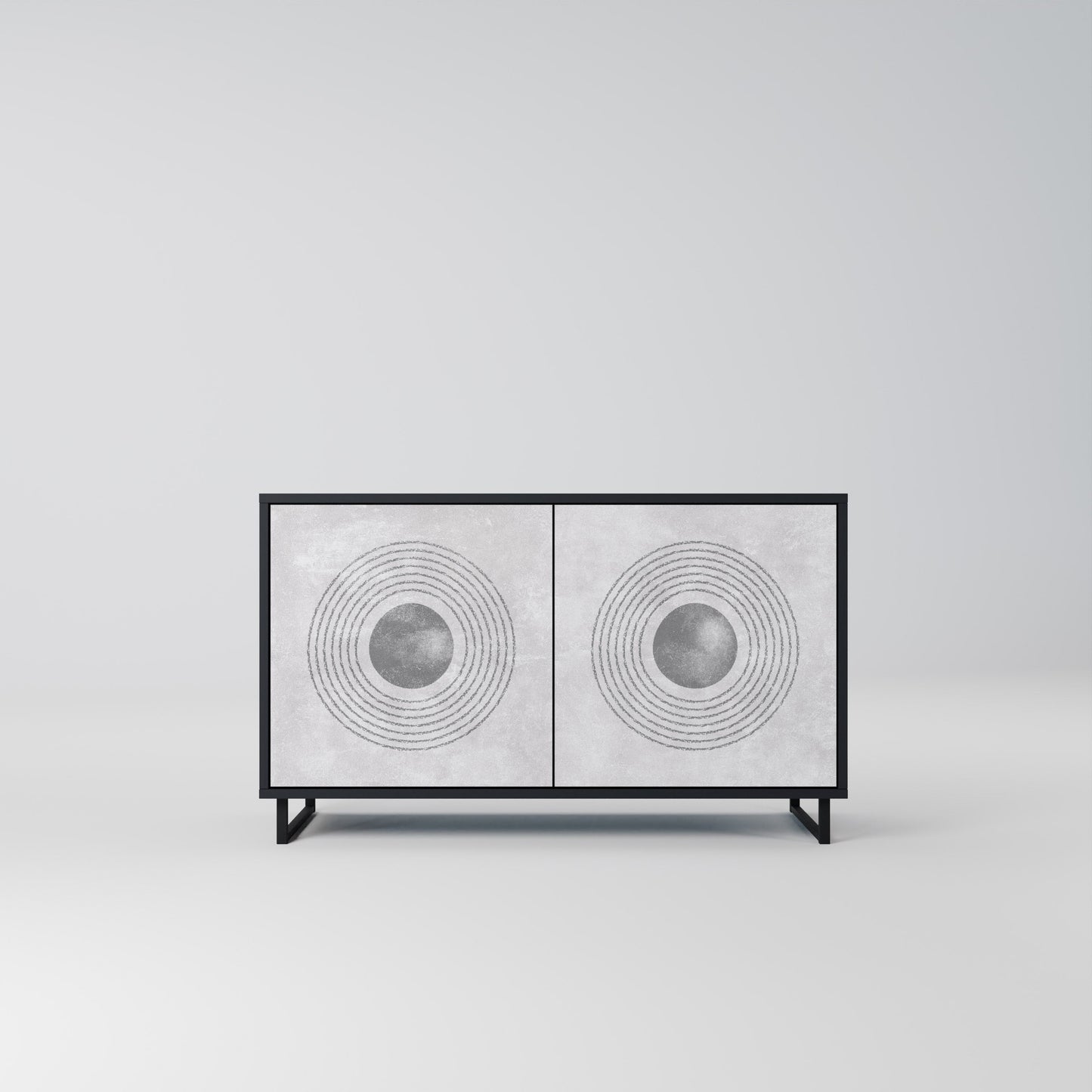 Credenza a 2 ante SOLID CIRCLES in finitura nera