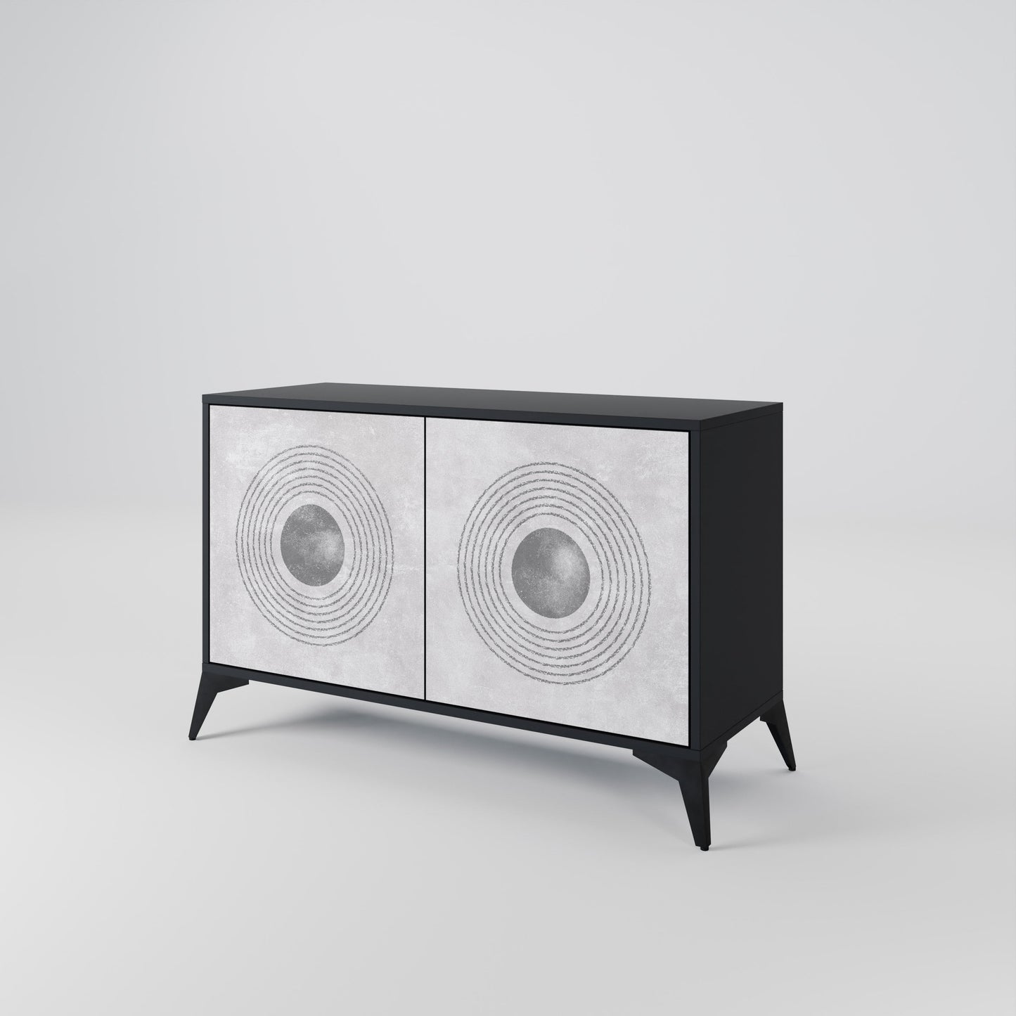 Credenza a 2 ante SOLID CIRCLES in finitura nera