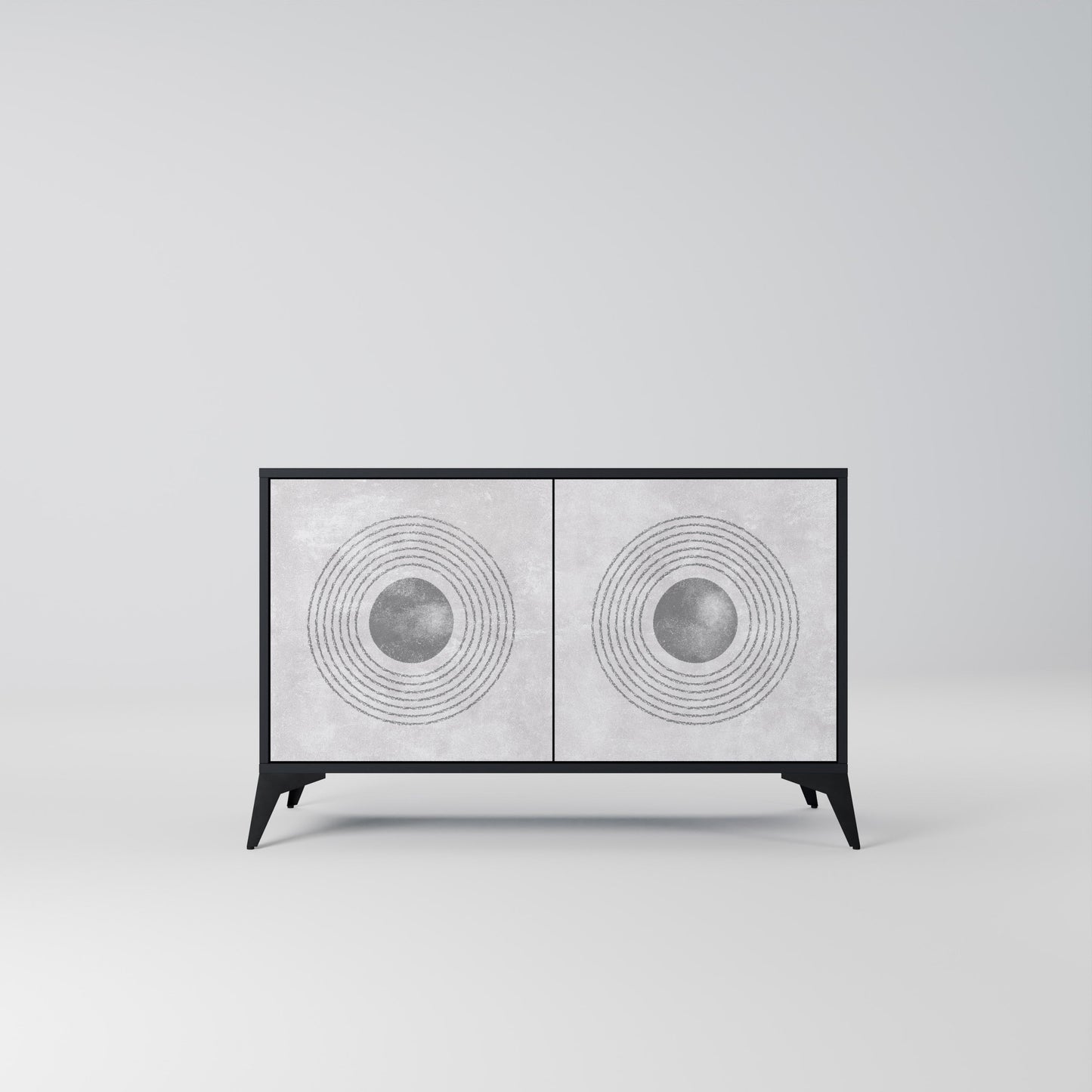 Credenza a 2 ante SOLID CIRCLES in finitura nera