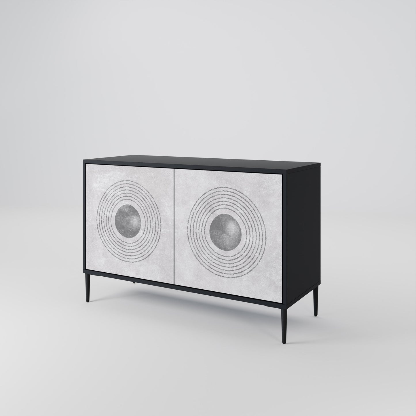 Credenza a 2 ante SOLID CIRCLES in finitura nera