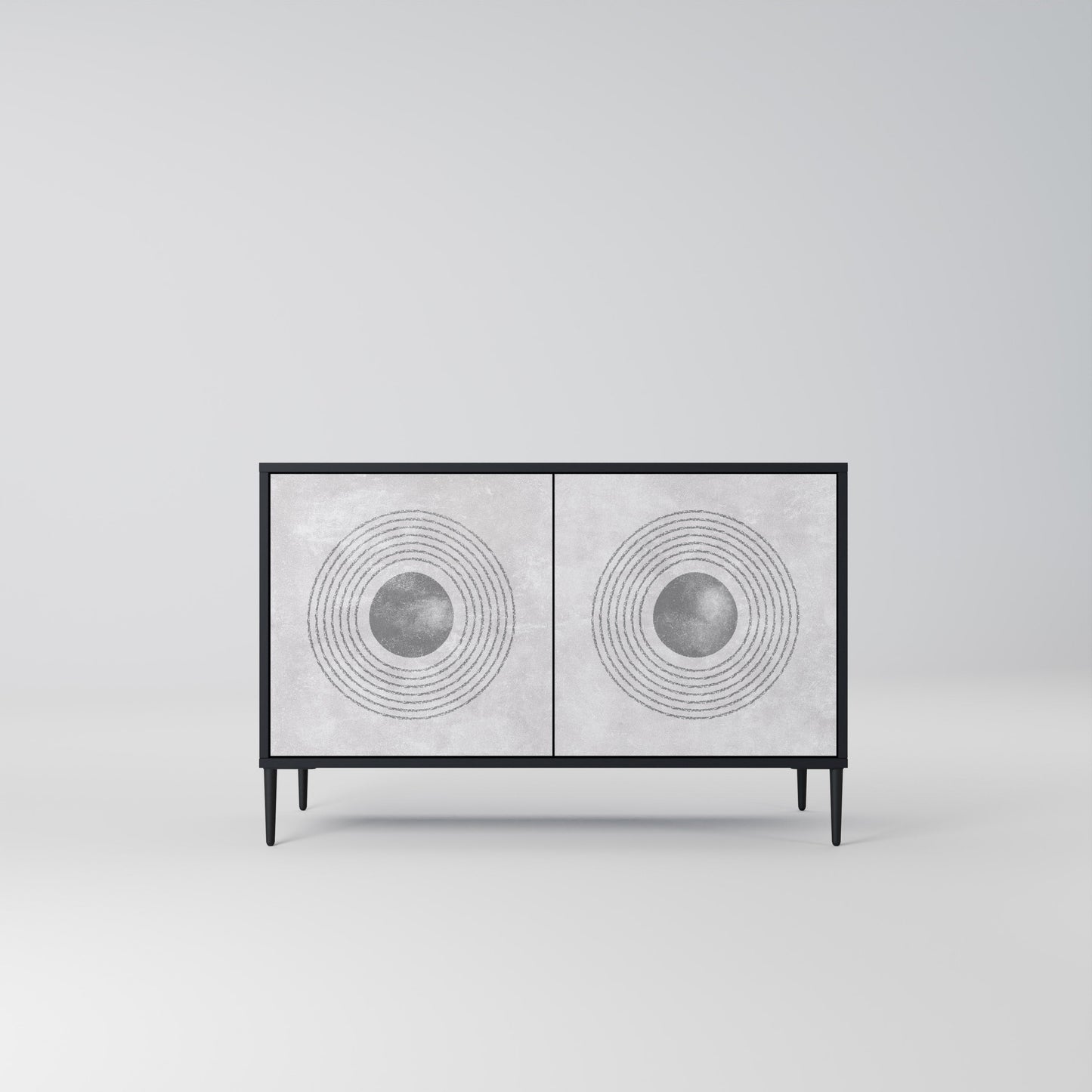 Credenza a 2 ante SOLID CIRCLES in finitura nera