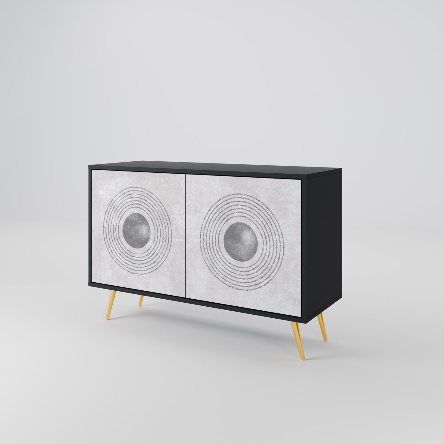 Credenza a 2 ante SOLID CIRCLES in finitura nera
