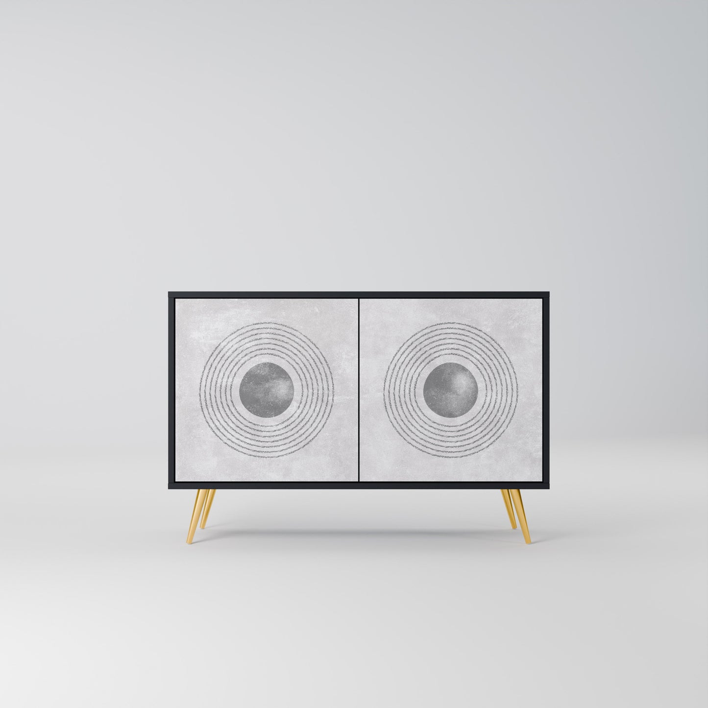 Credenza a 2 ante SOLID CIRCLES in finitura nera