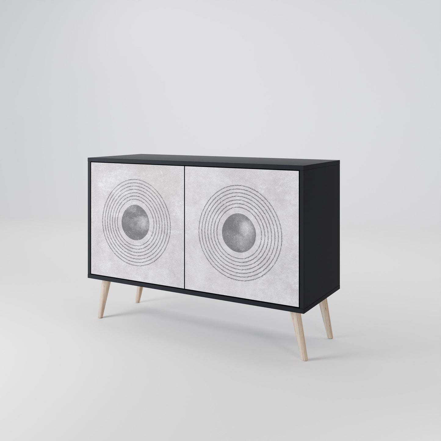 Credenza a 2 ante SOLID CIRCLES in finitura nera