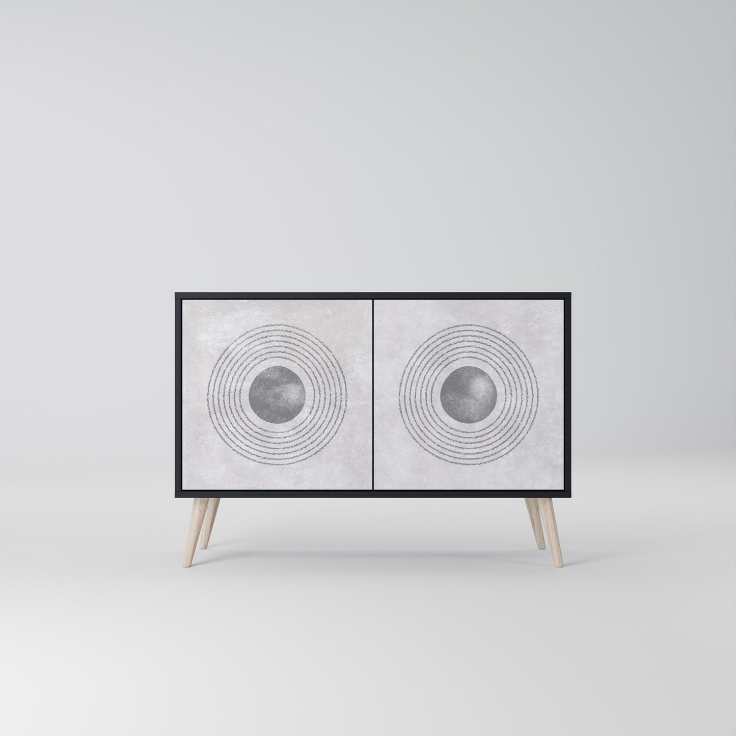 Credenza a 2 ante SOLID CIRCLES in finitura nera